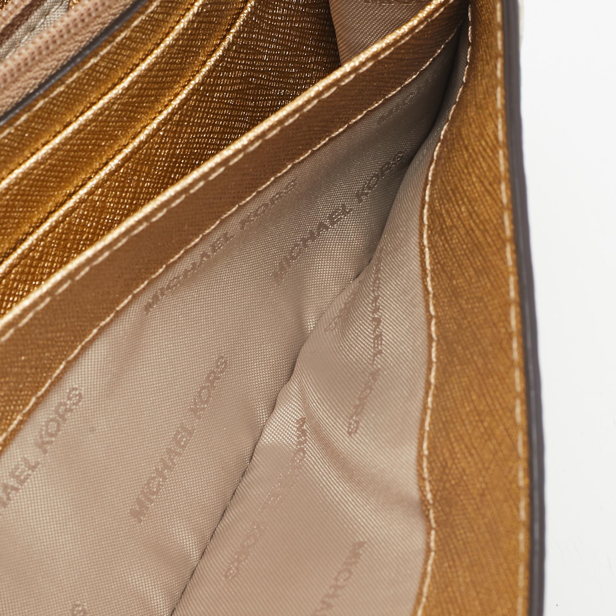 Michael Kors Gold Python Embossed Leather Continental Wallet 