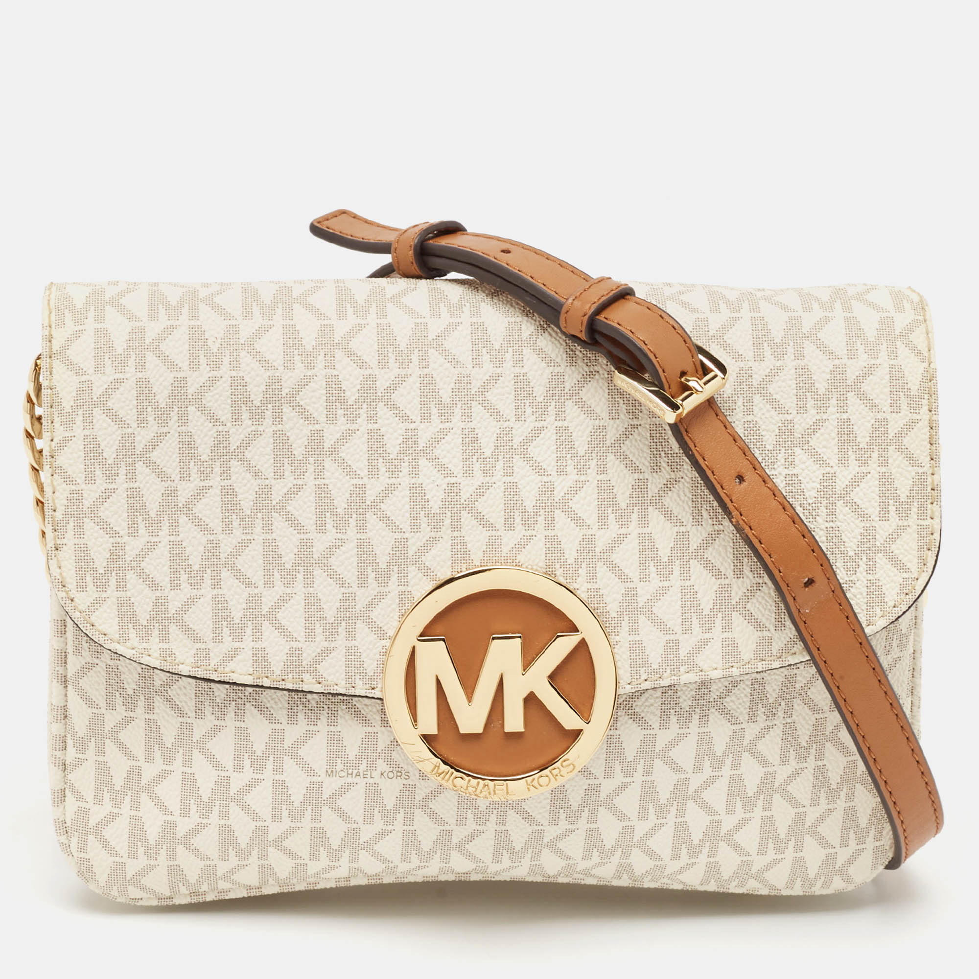 

Michael Kors Grey Signature Coated Canvas Fulton Flap Crossbody Bag