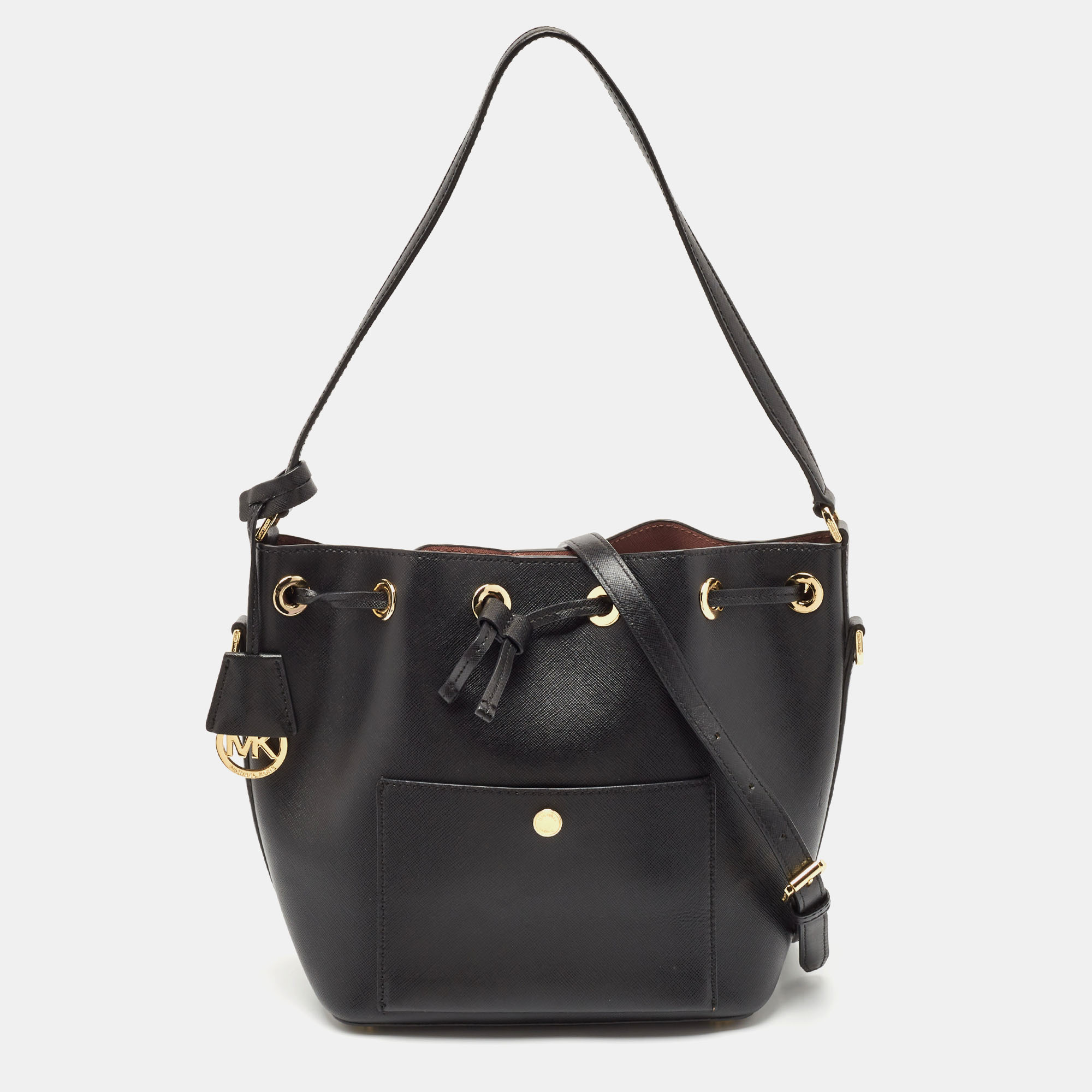 

Michael Kors Black Leather Greenwich Bucket Bag