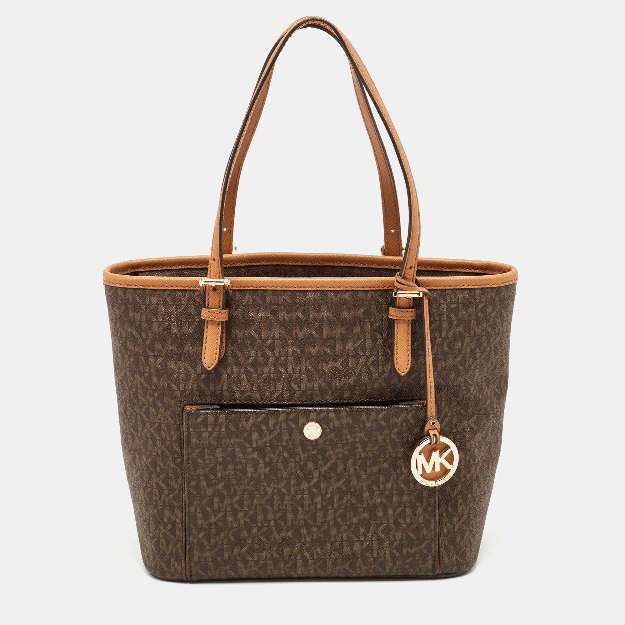 

Michael Kors Brown Signature Coated Canvas and Leather Ciara Tote