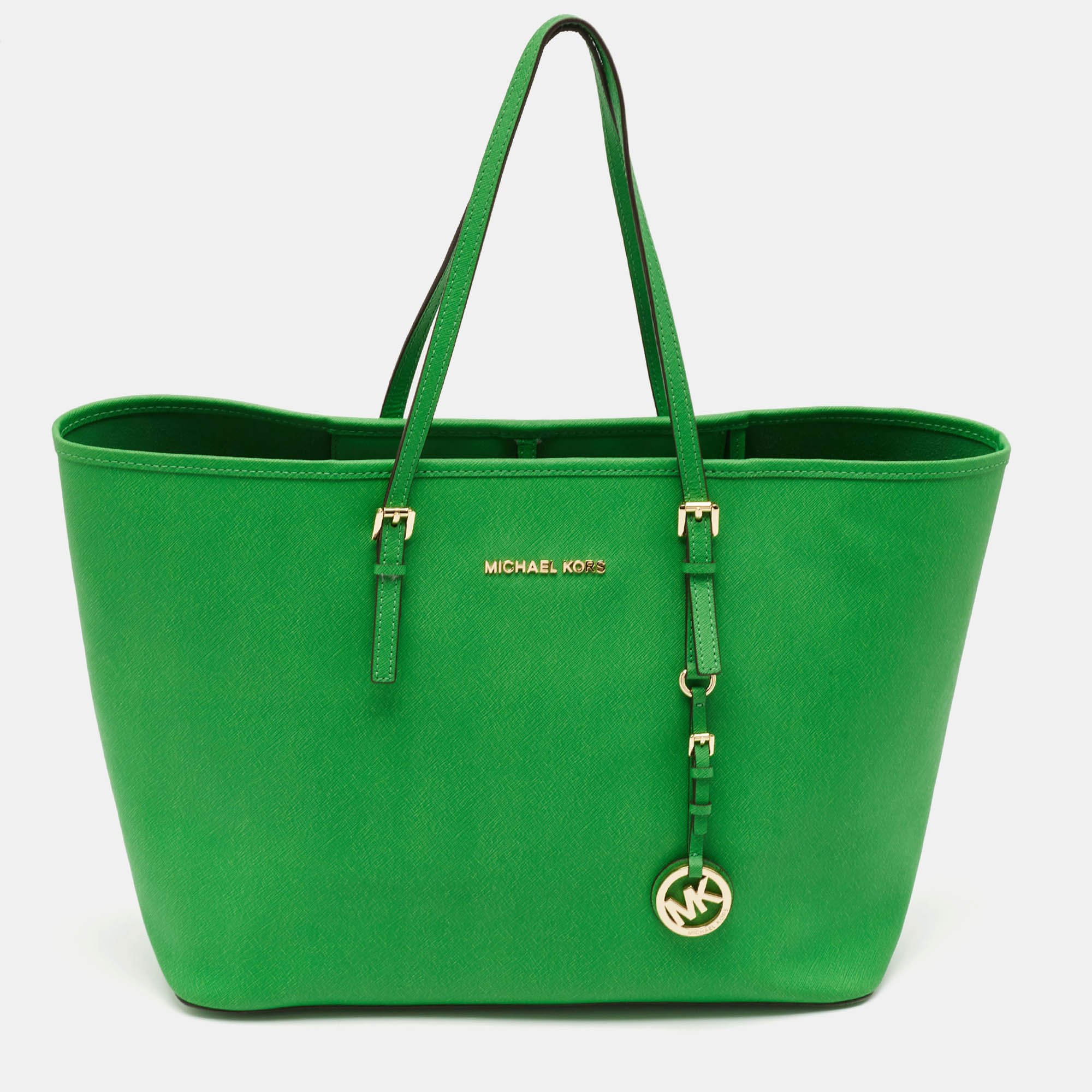 

Michael Kors Green Leather Large Jet Set Travel Tote