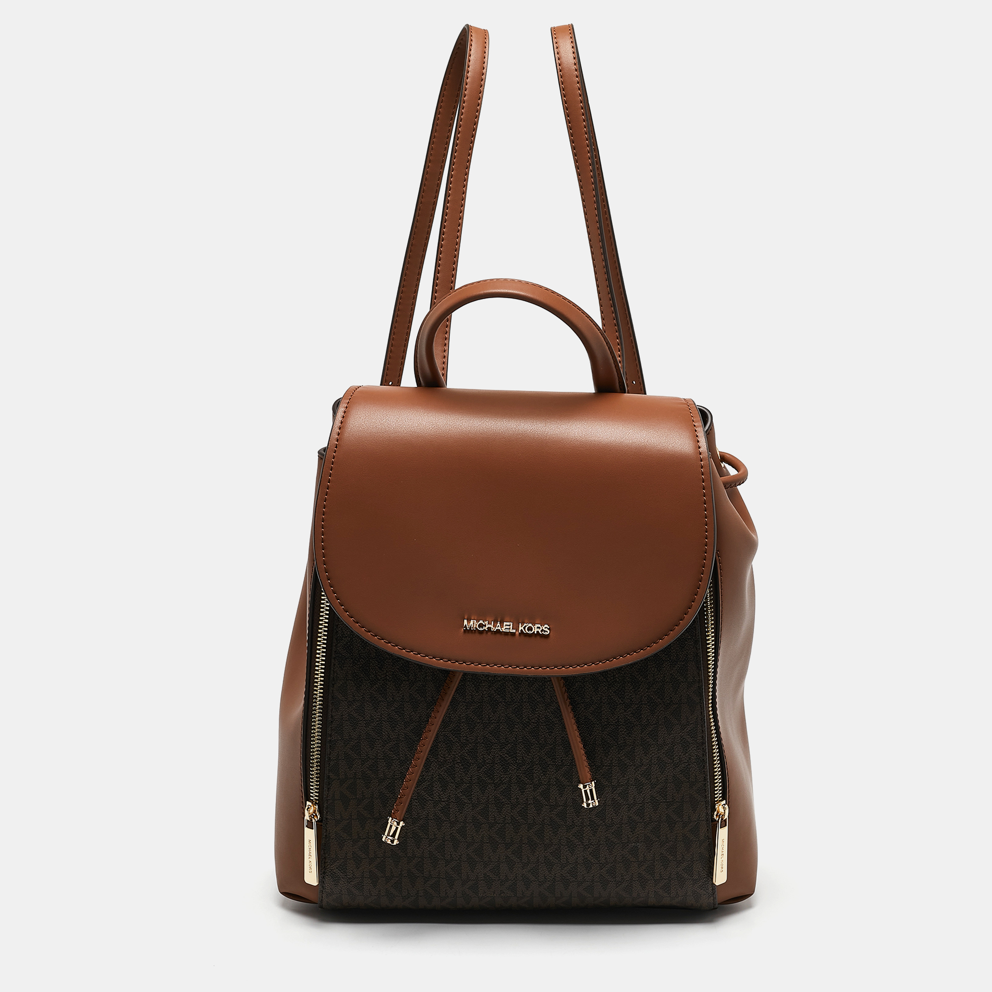 

Michael Kors Brown Signature Coated Canvas and Leather Medium Phoebe Backpack