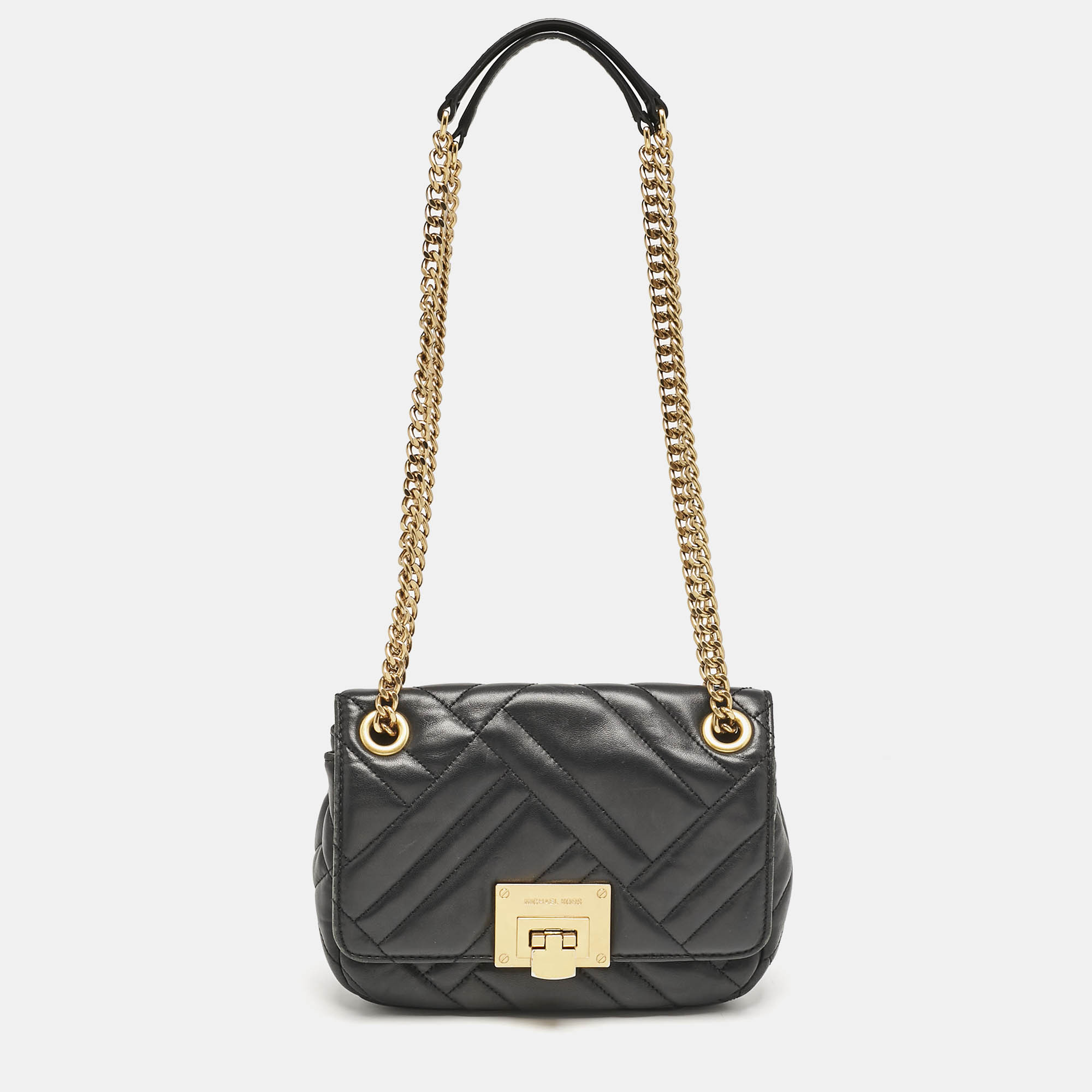 

Michael Kors Black Quilted Leather  Vivianne Flap Shoulder Bag