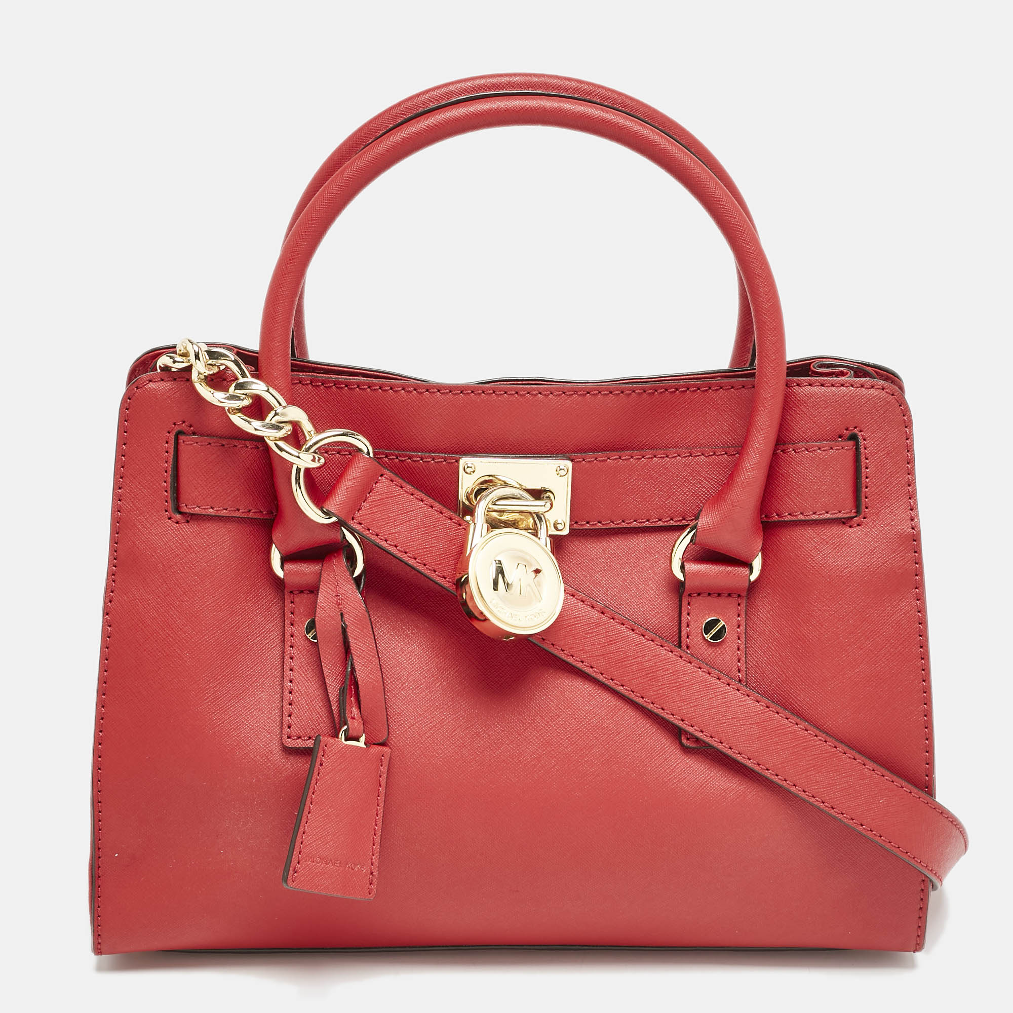 

Michael Kors Red Leather Hamilton North South Tote