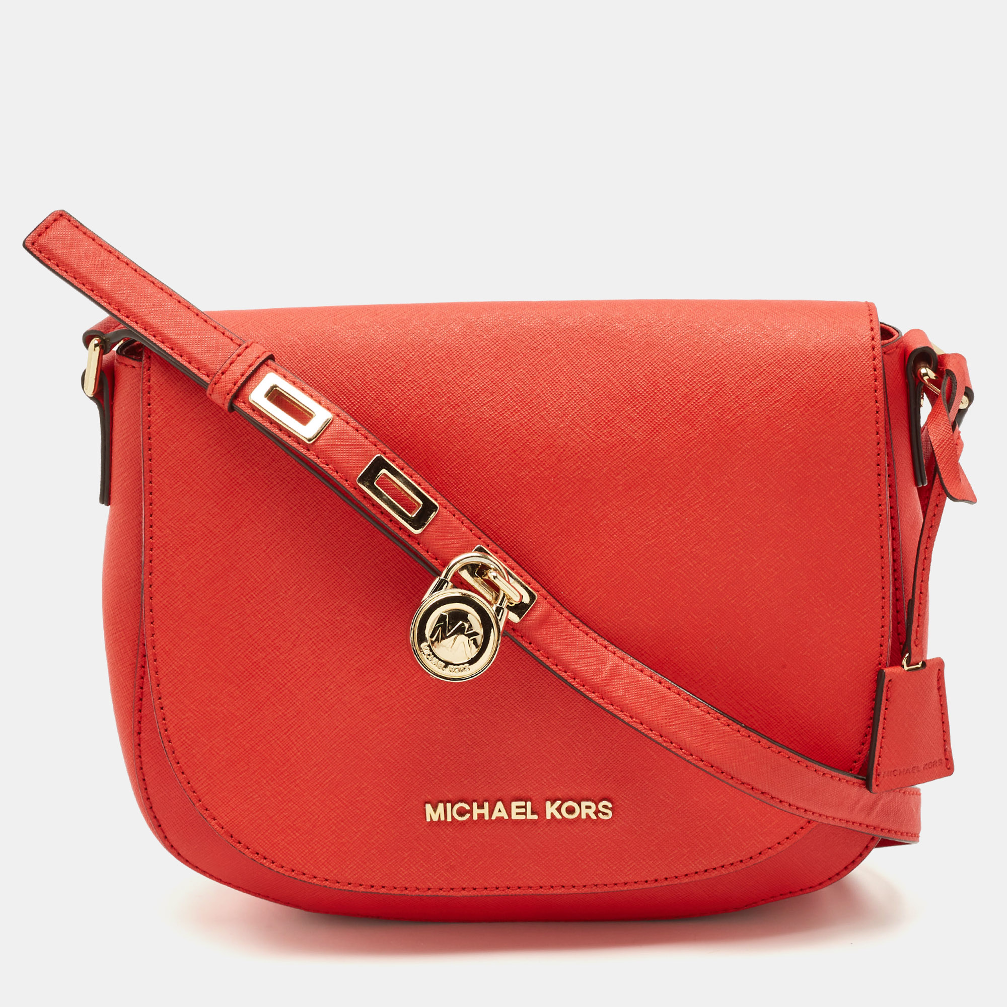 

Michael Kors Red Leather Hamilton Messenger Bag