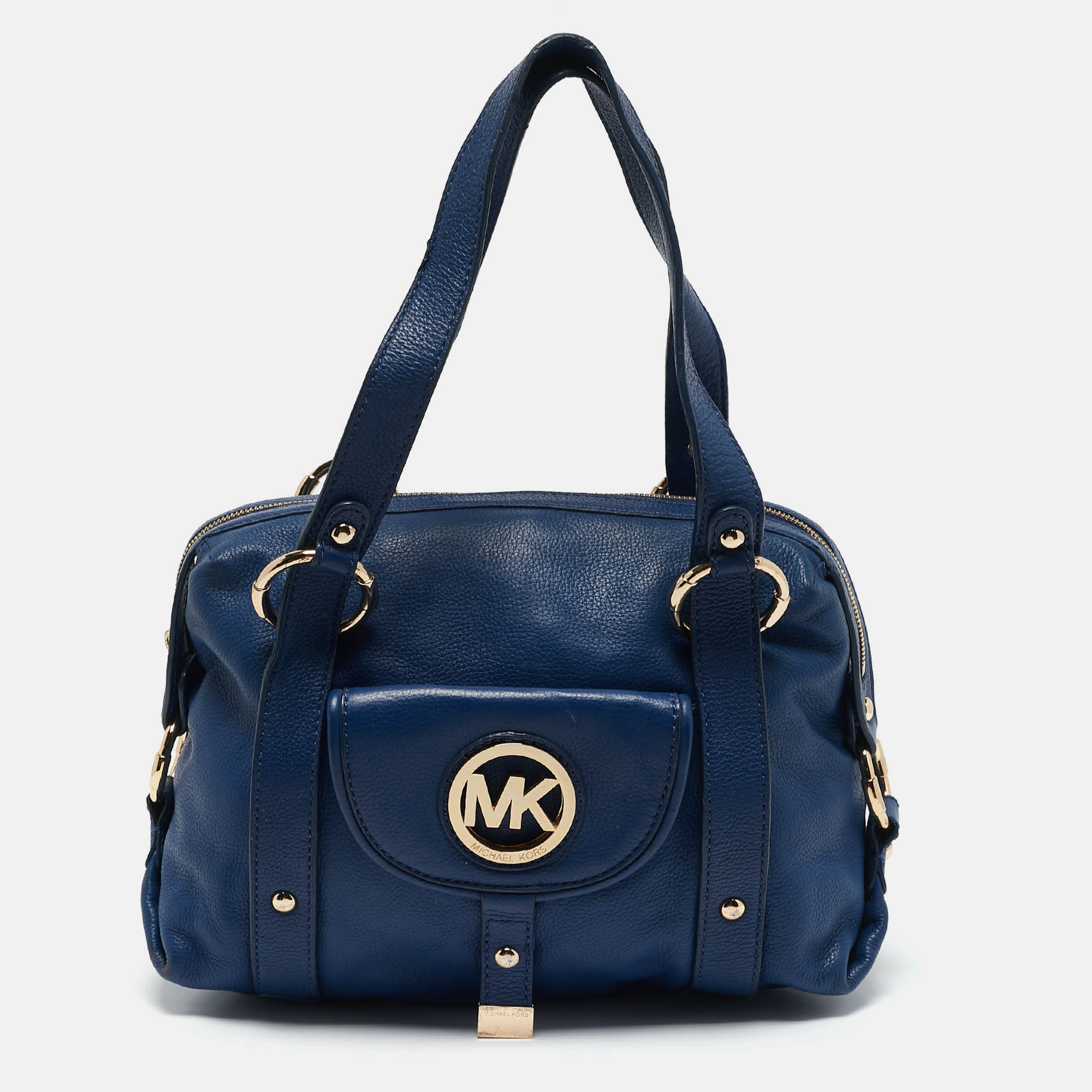 

Michael Kors Blue Leather Fulton Satchel