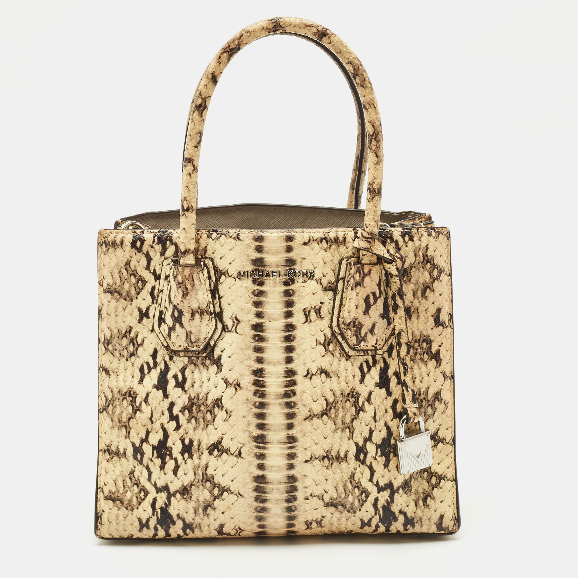 

Michael Kors Cream Python Embossed Leather  Mercer Tote