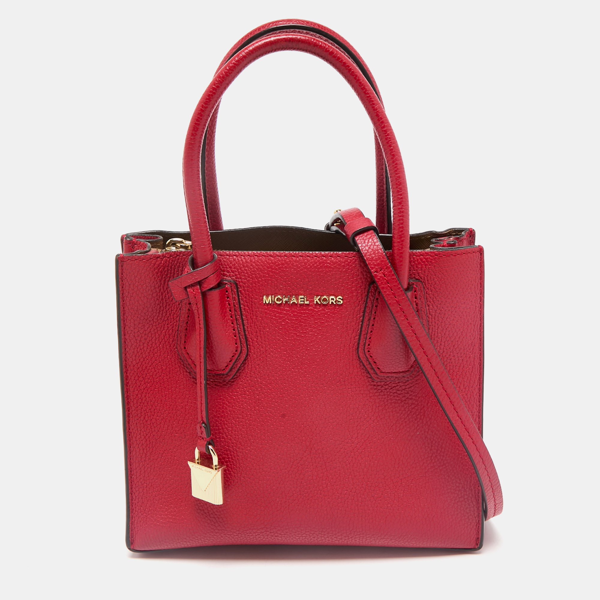 

Michael Kors Red Leather Small Mercer Tote