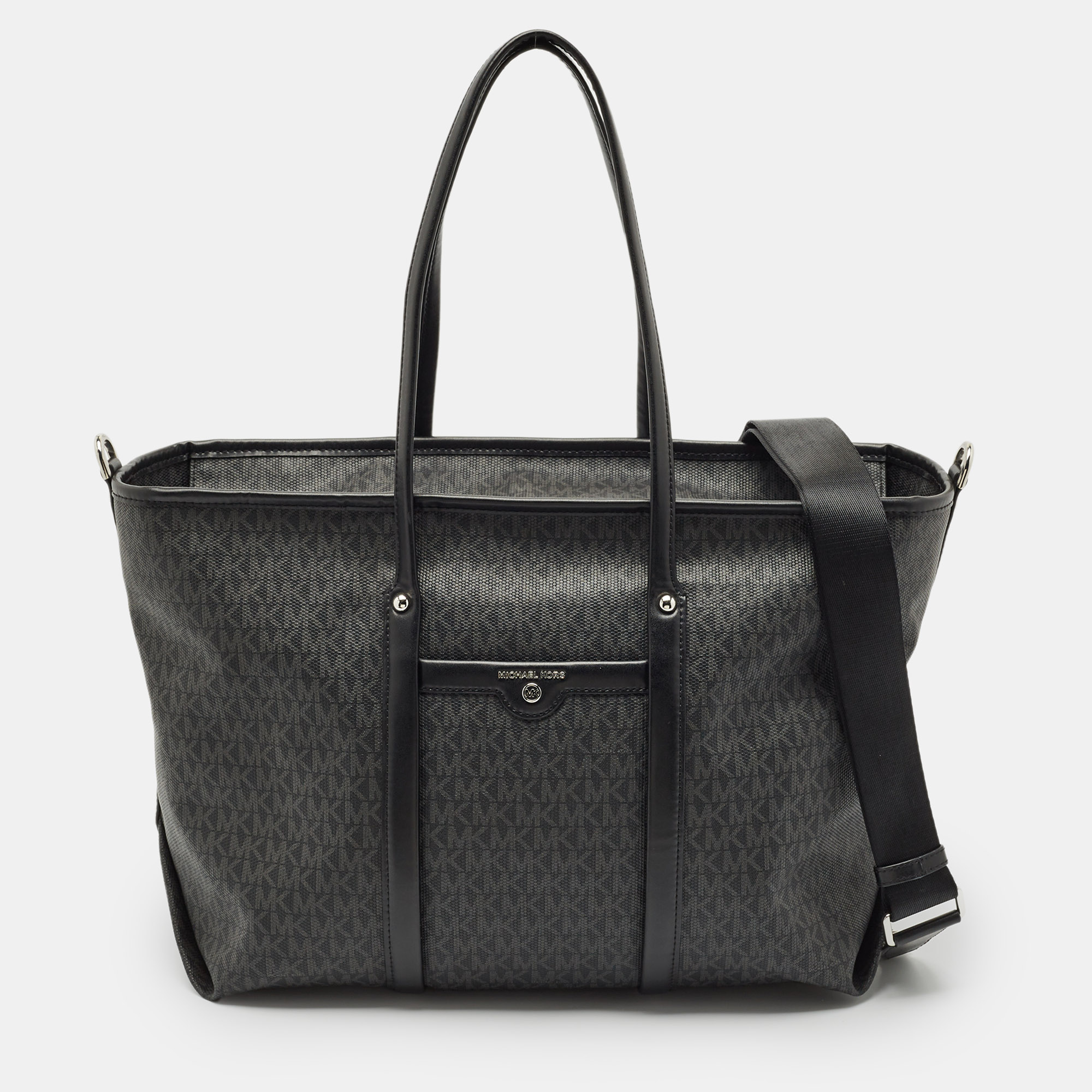 

Michael Kors Black Signature Coated Canvas  Beck Tote