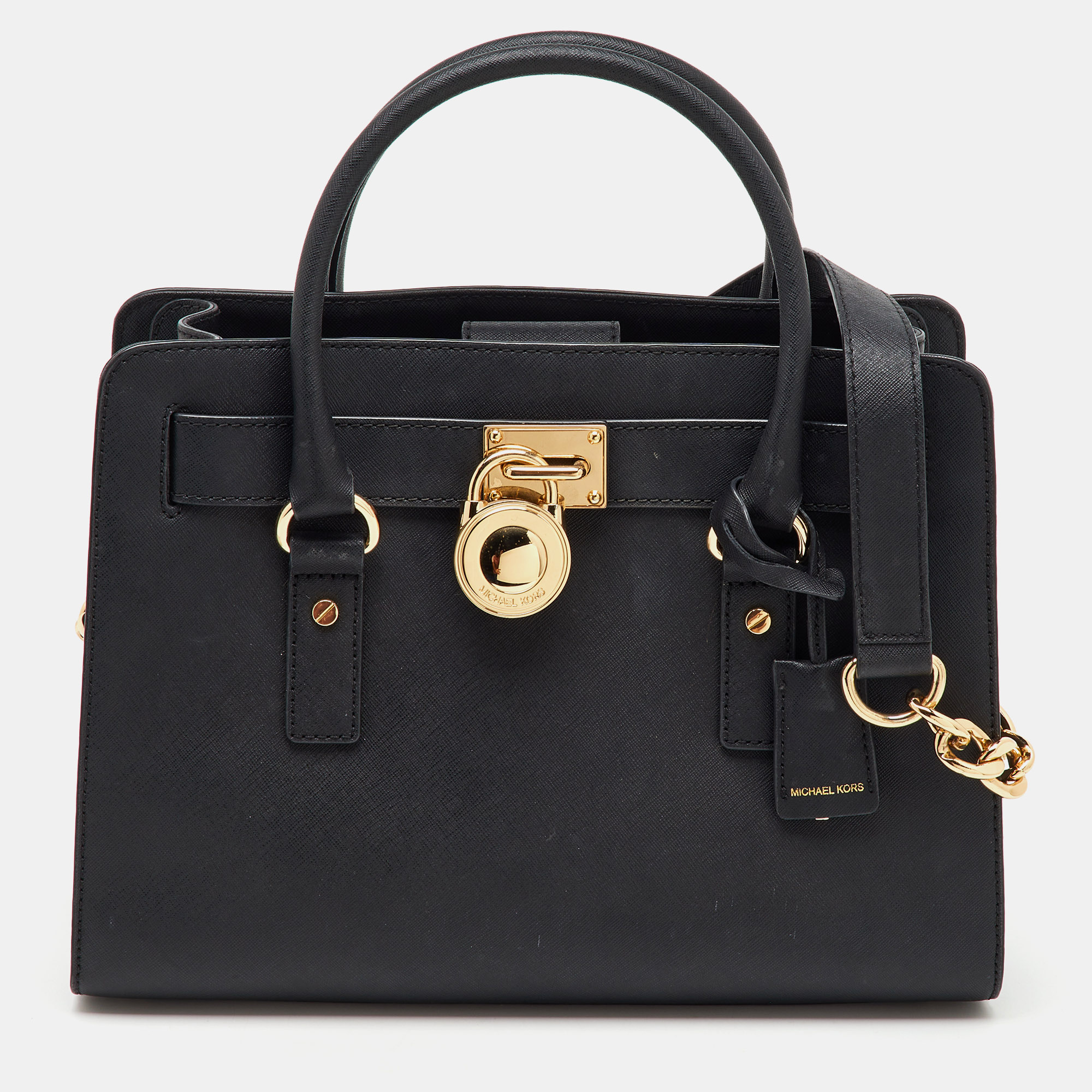 

Michael Kors Black Saffiano Leather Medium Hamilton Tote