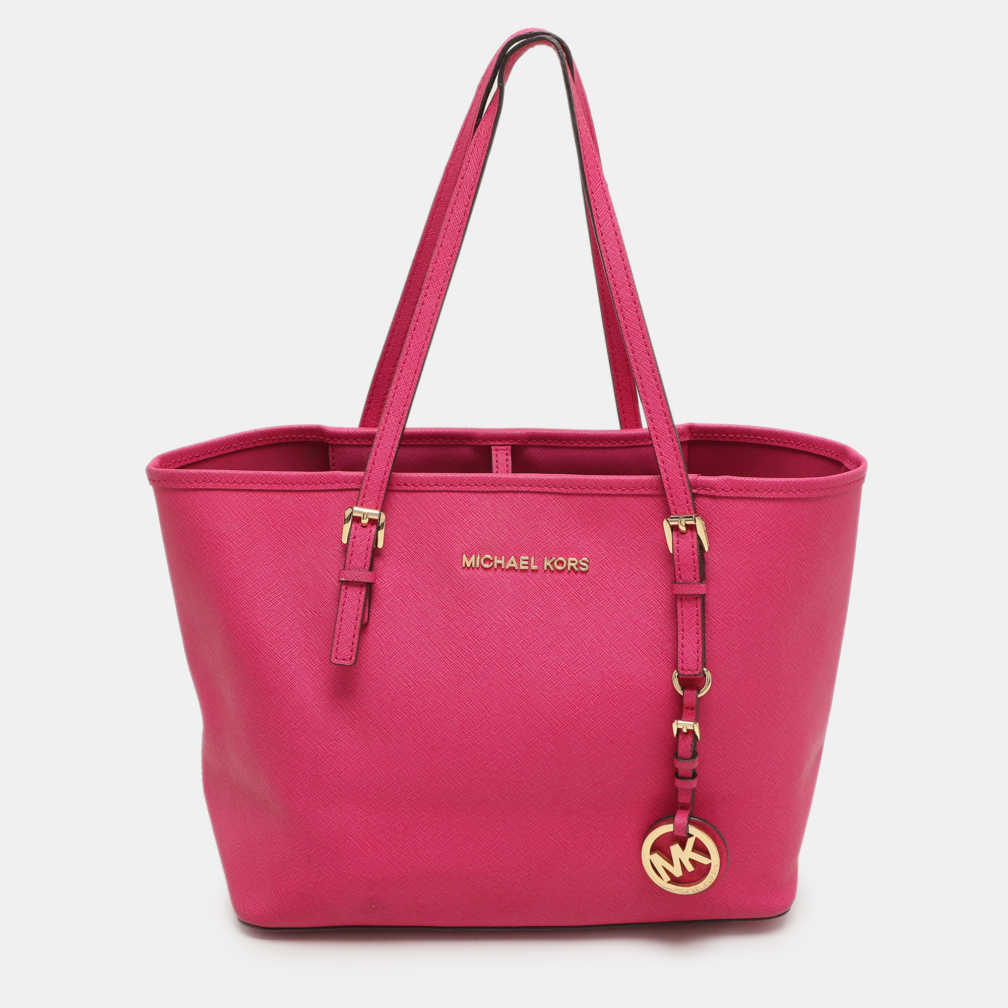 

Michael Kors Pink Saffiano Leather Small Jet Set travel Tote