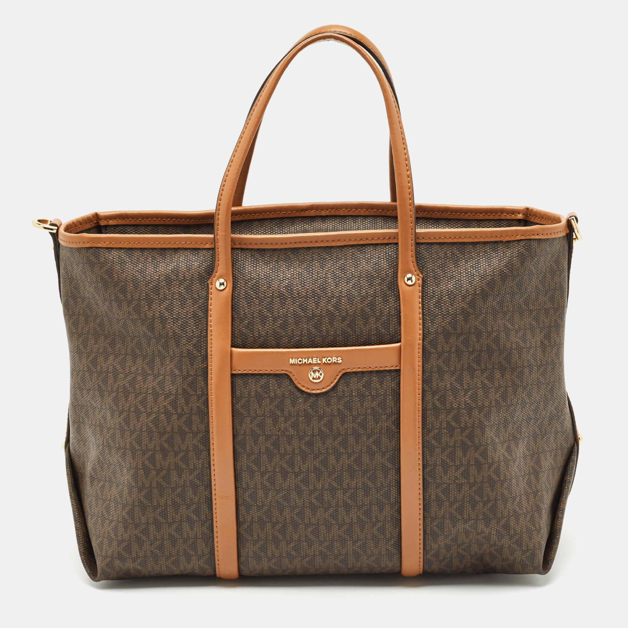 

Michael Kors Brown Signature Coated Canvas Beck Tote
