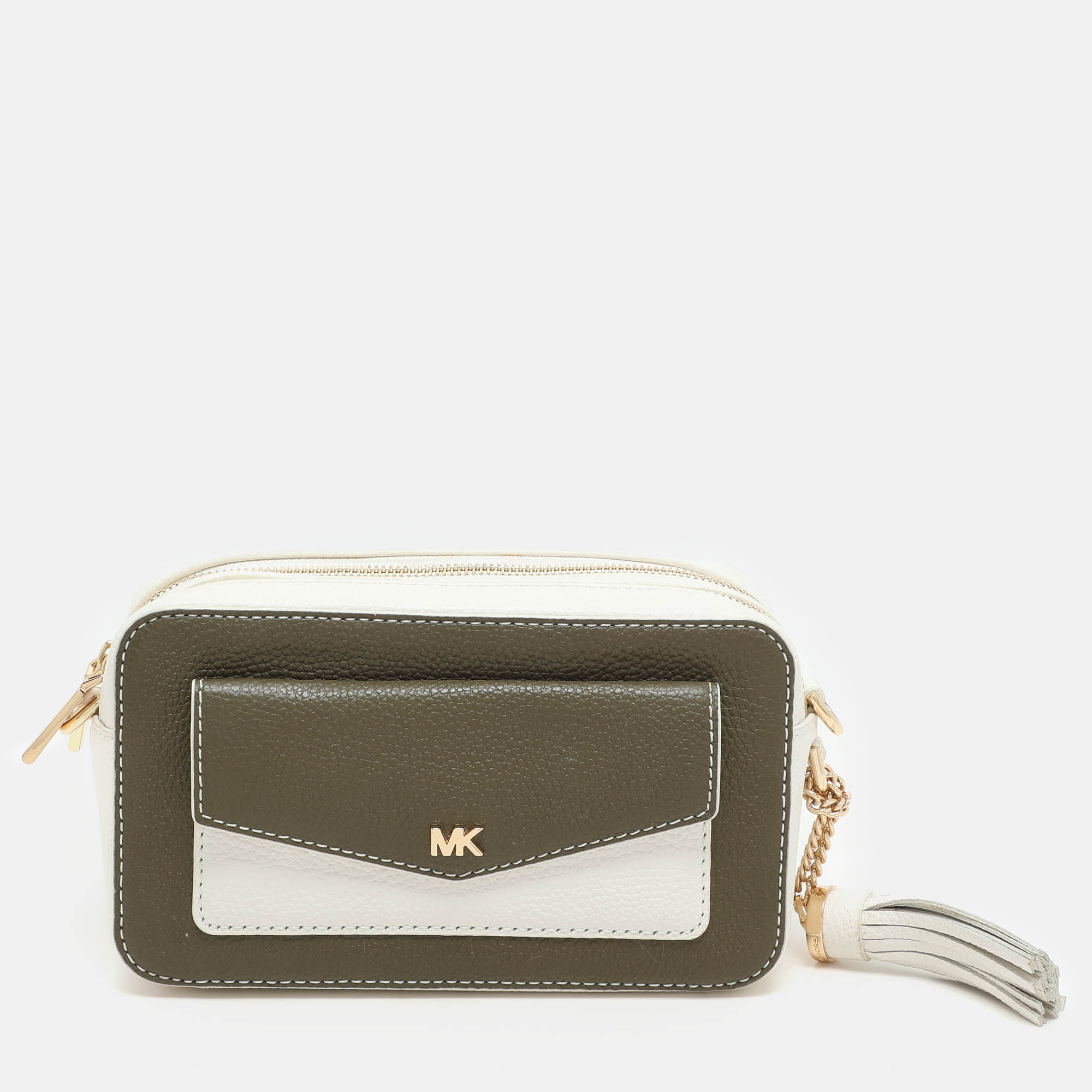 

Michael Kors White/Olive Leather Maeve Crossbody Bag, Green