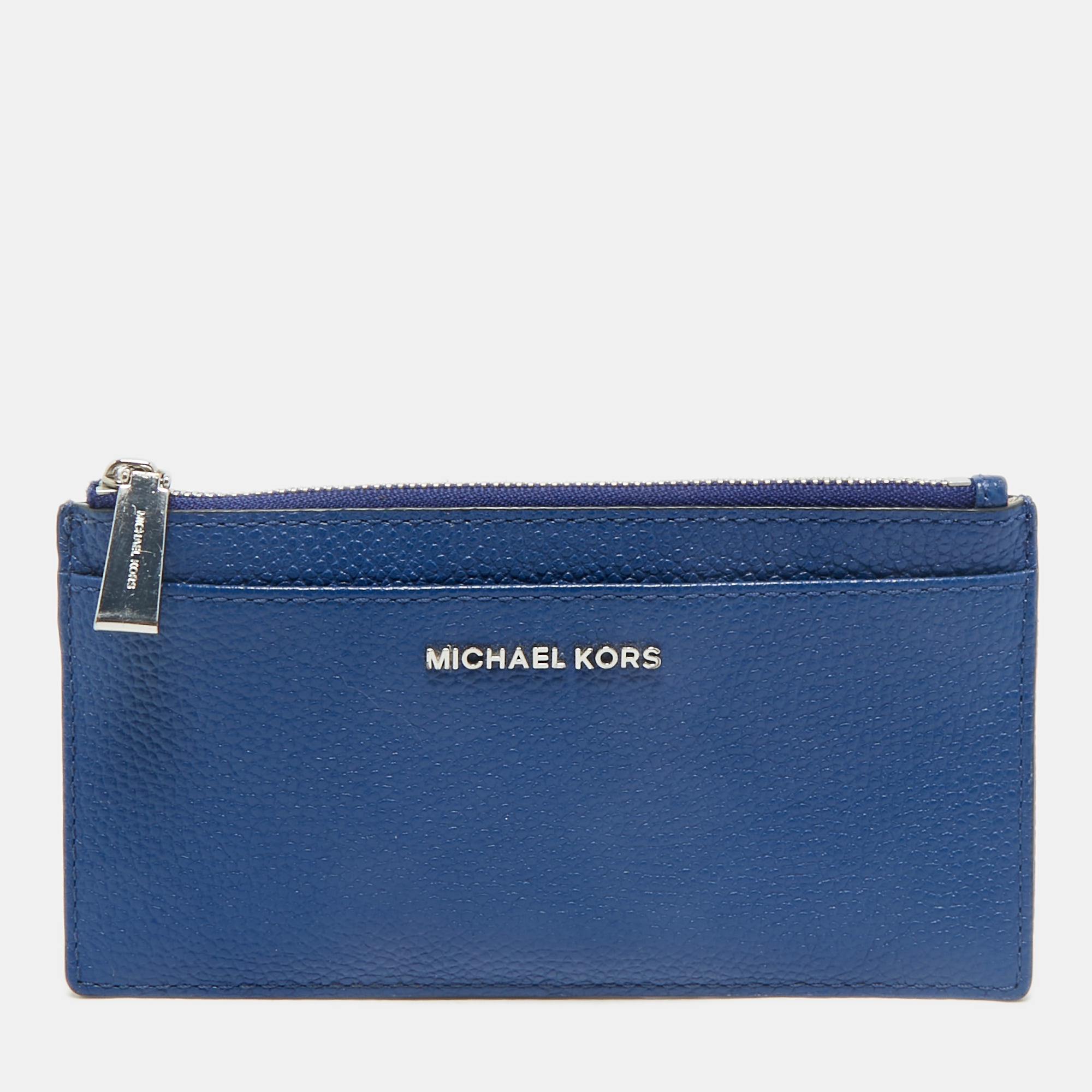 Pre-owned Michael Kors Blue Leather Zip Card Case