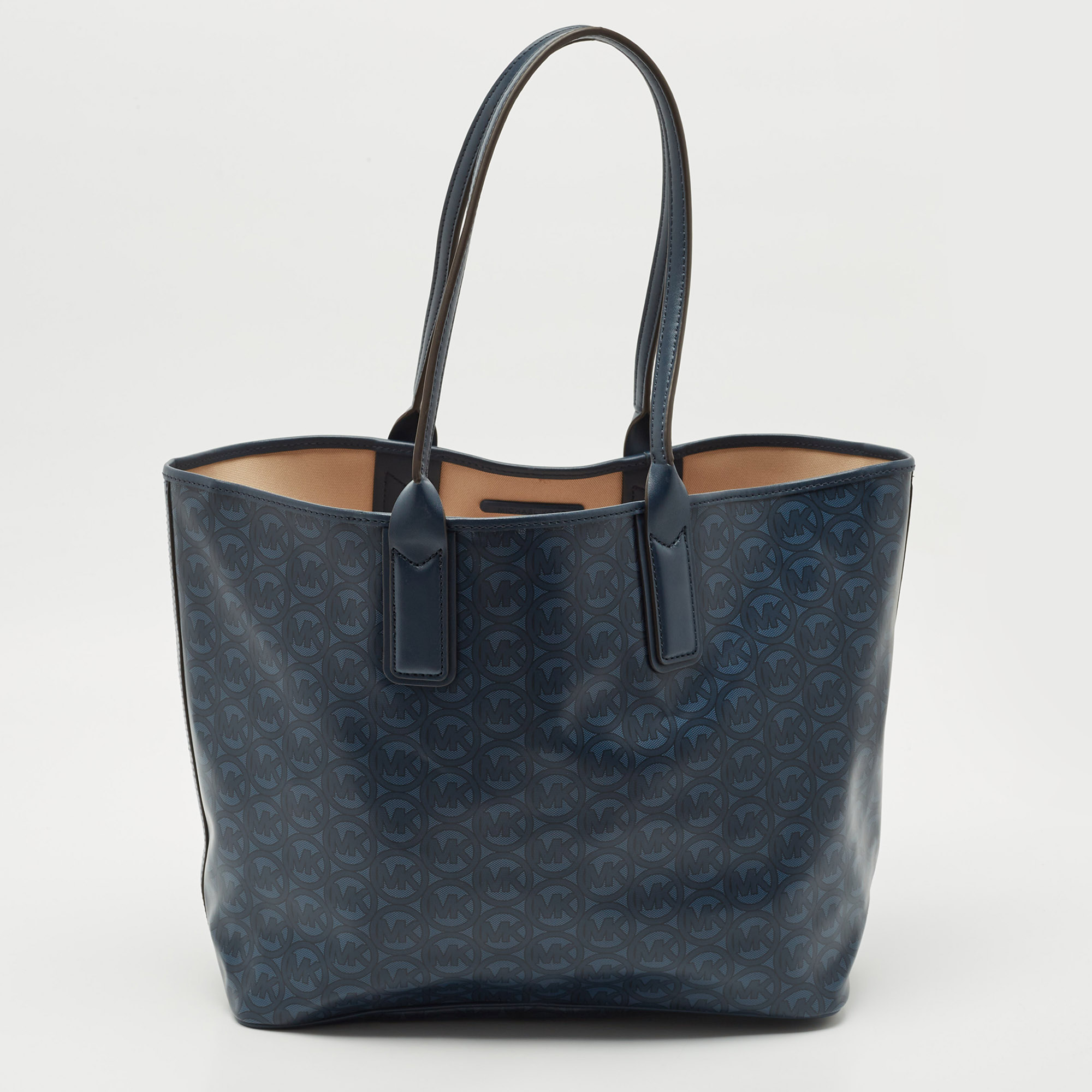 

Michael Kors Navy Blue Signature Coated Canvas and Leather Large Jodie Tote