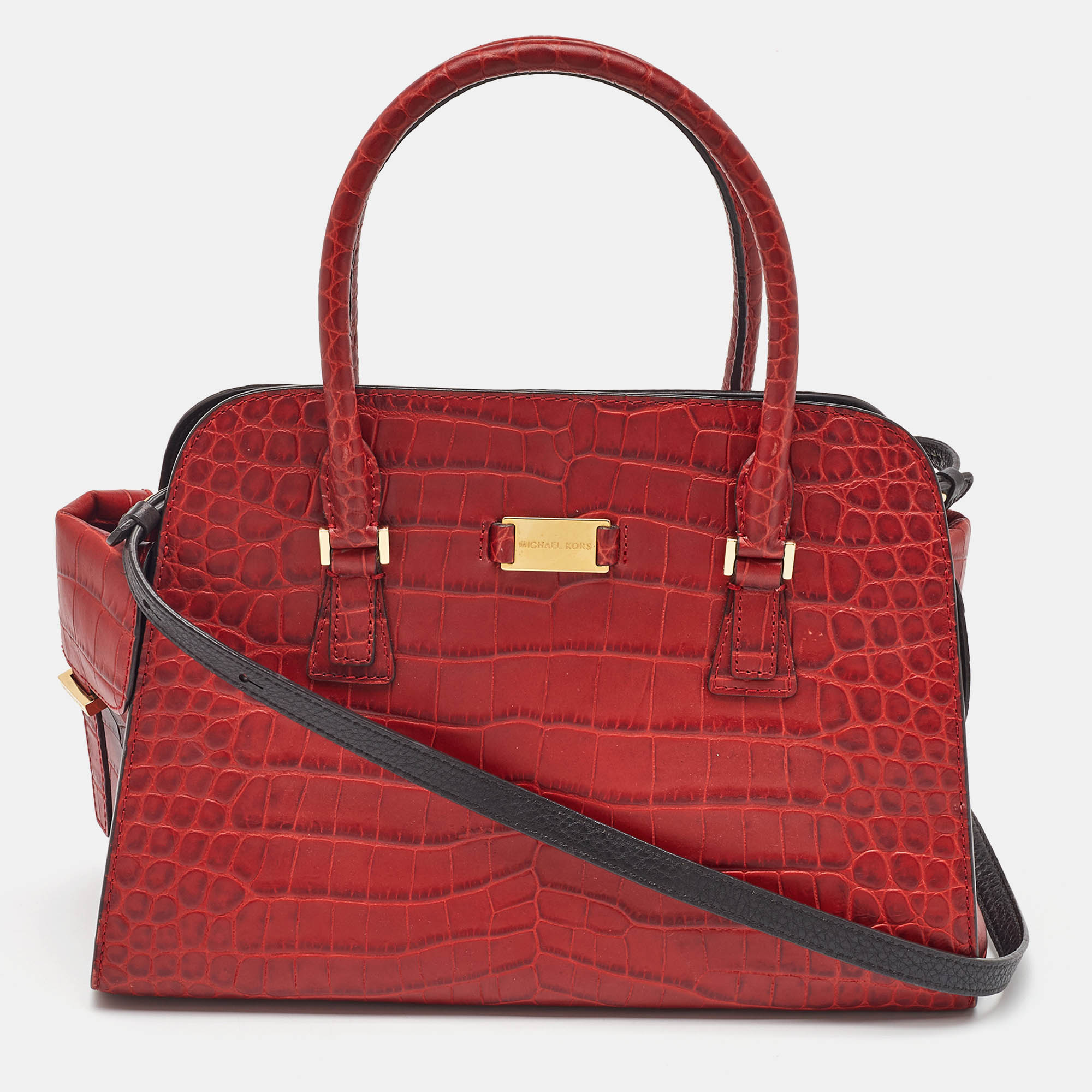 

Michael Kors Dark Red Croc Embossed Leather Gia Satchel