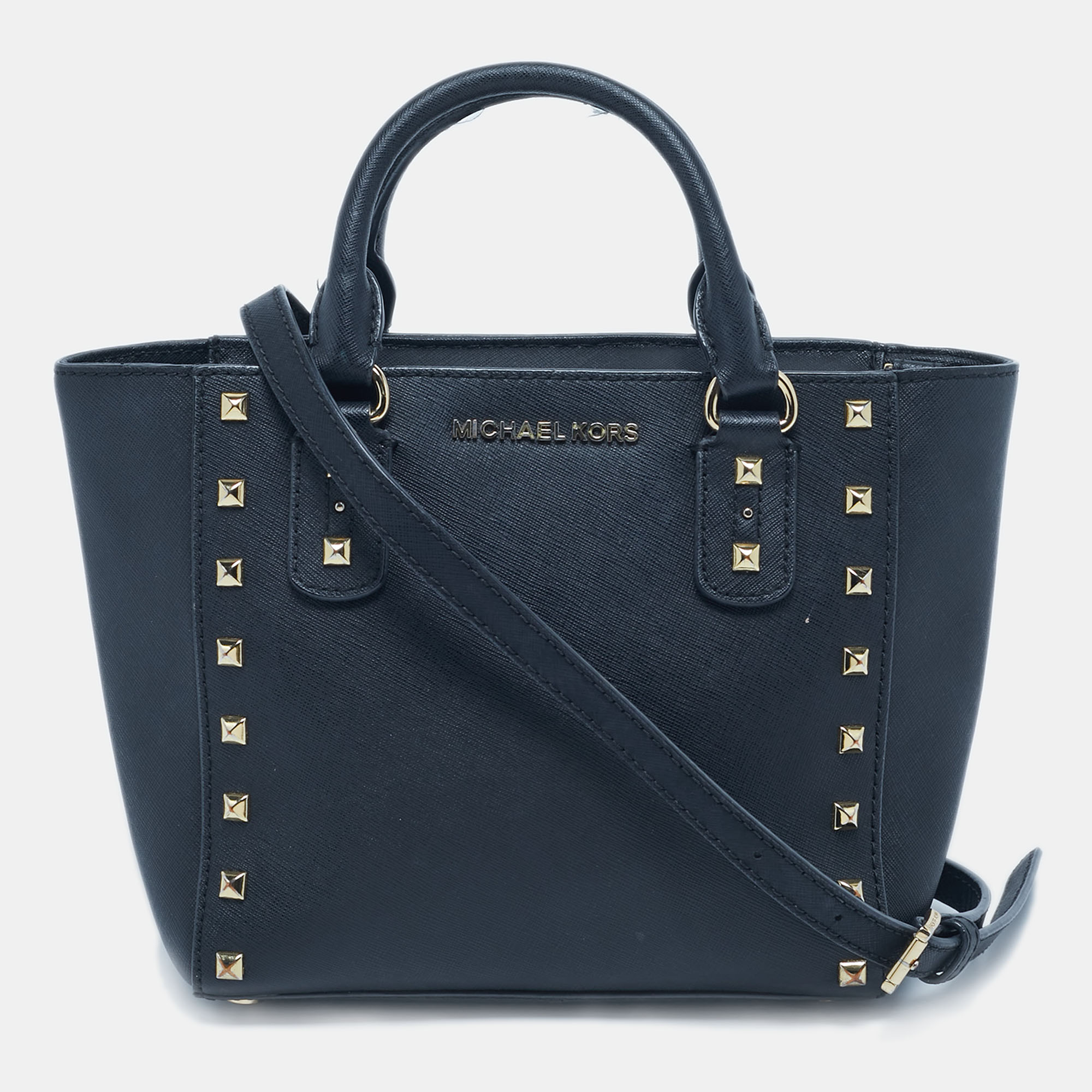 

Michael Kors Black Leather Sandrine Studded Tote