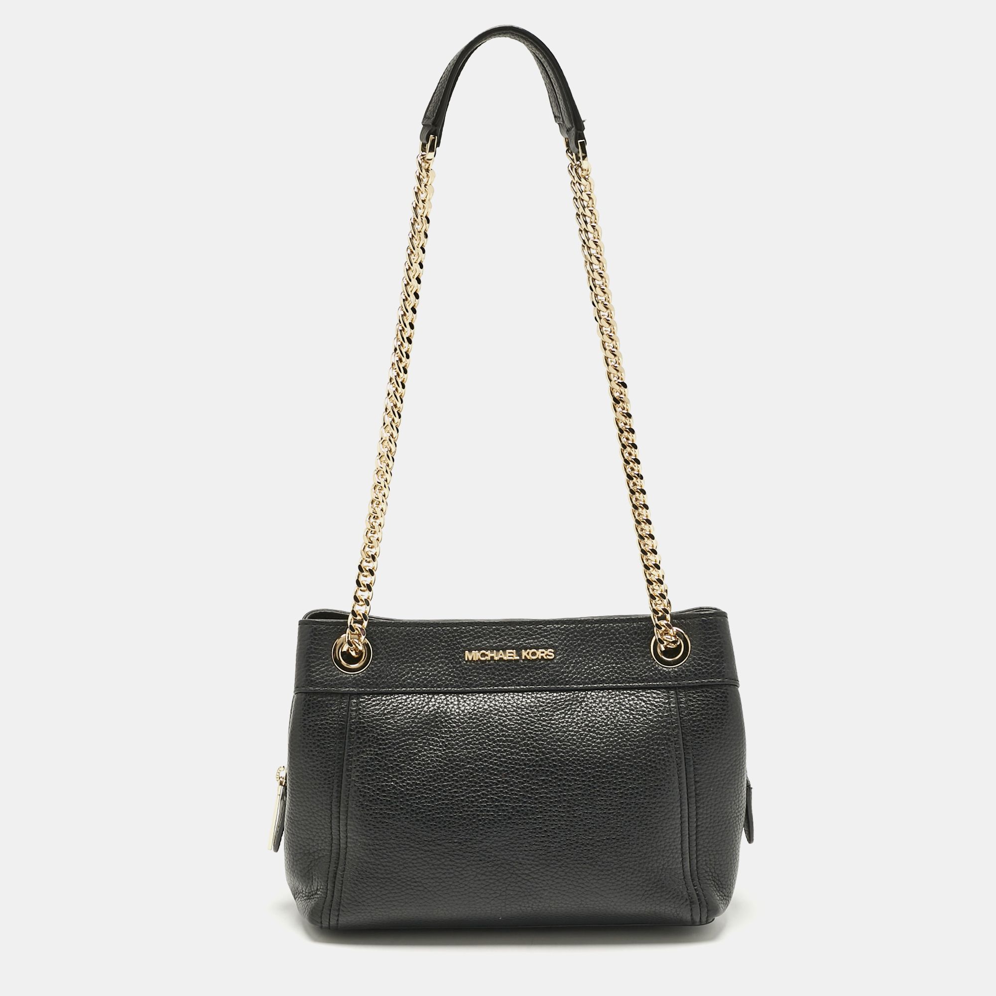 Pre-owned Michael Kors Black Leather Jet Set Chain Shoulder Bag
