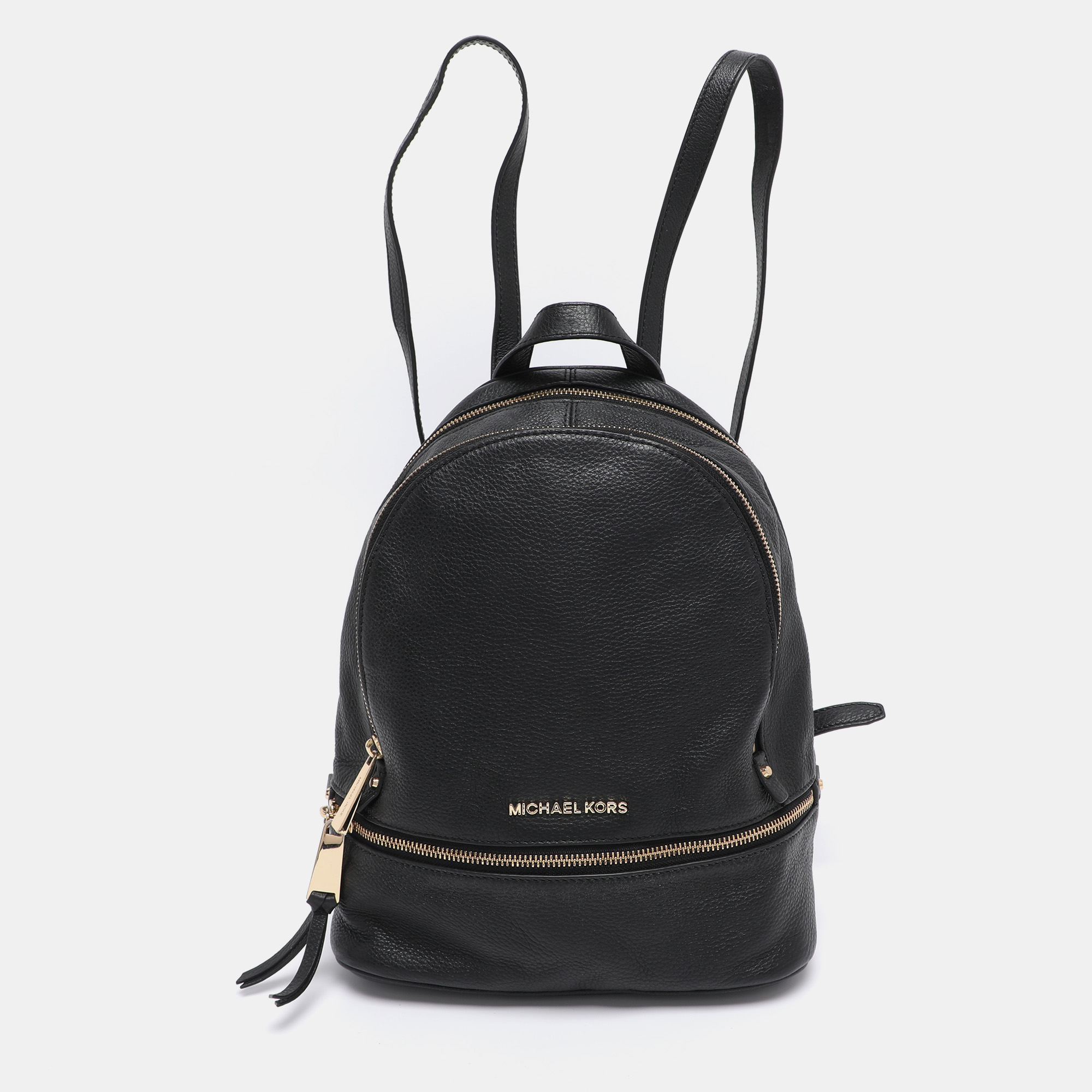 Pre-owned Michael Kors Black Leather Small Rhea Backpack