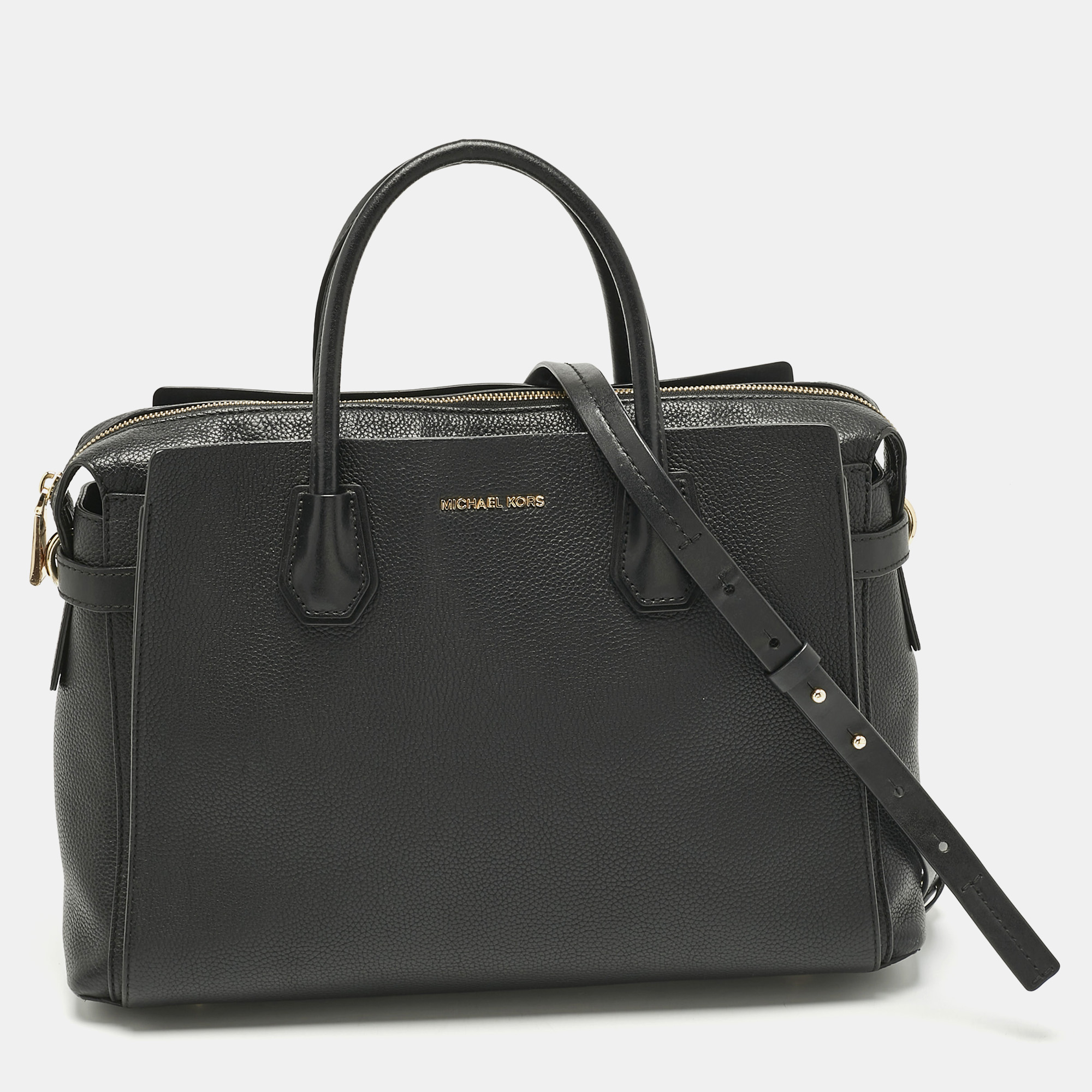 

Michael Kors Black Leather Large Mercer Belted Satchel