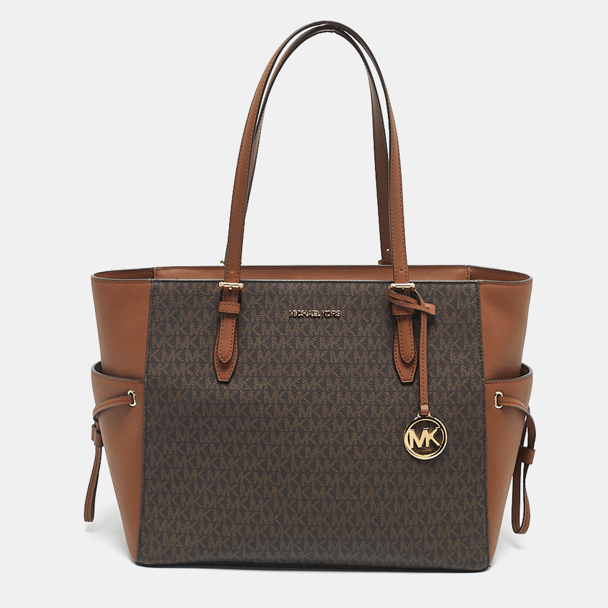 

Michael Kors Two Tone Brown Signature Coated Canvas Large Gilly Tote