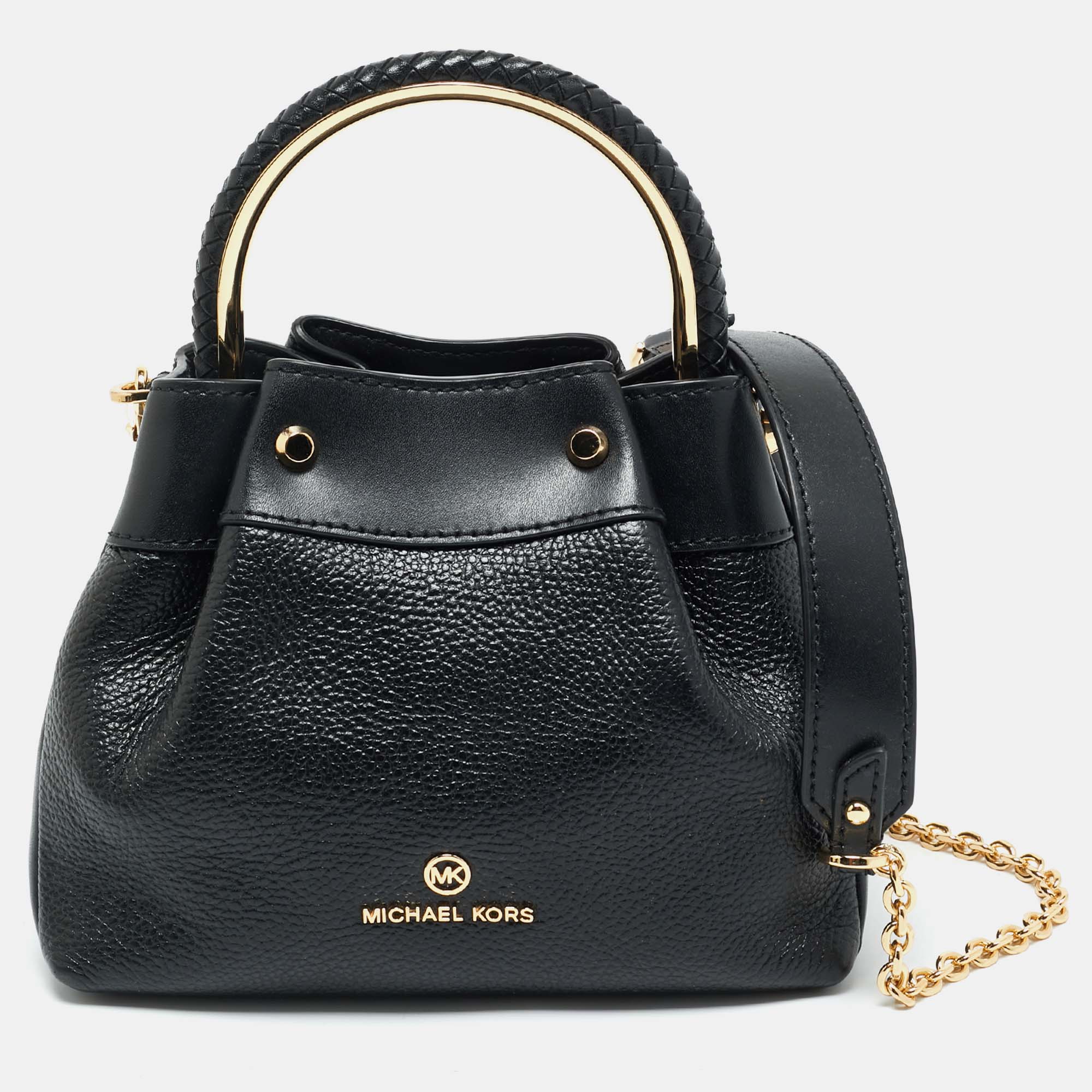 

Michael Kors Black Leather  Rosie Ring Bucket Bag