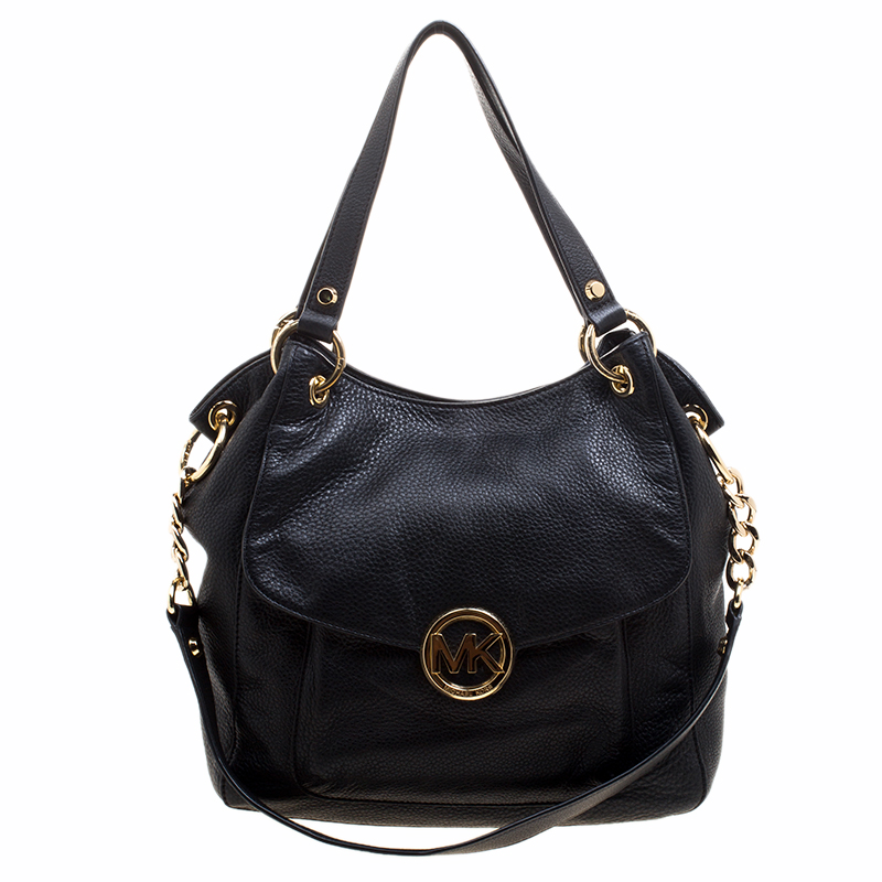 Pre Owned Michael Kors Black Leather Shoulder Bag