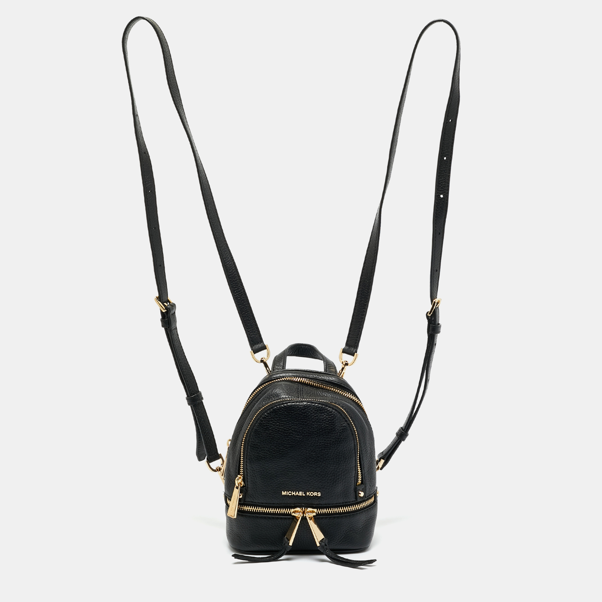 Pre-owned Michael Kors Black Leather Mini Rhea Backpack