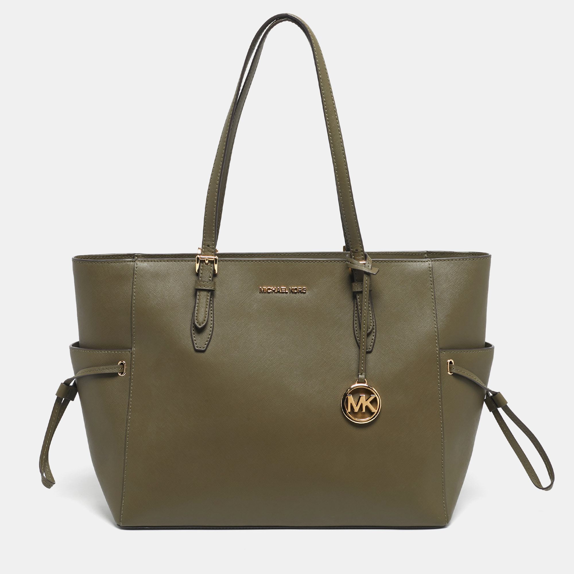 Pre-owned Michael Kors Olive Green Saffiano Leather Large Gilly Tote