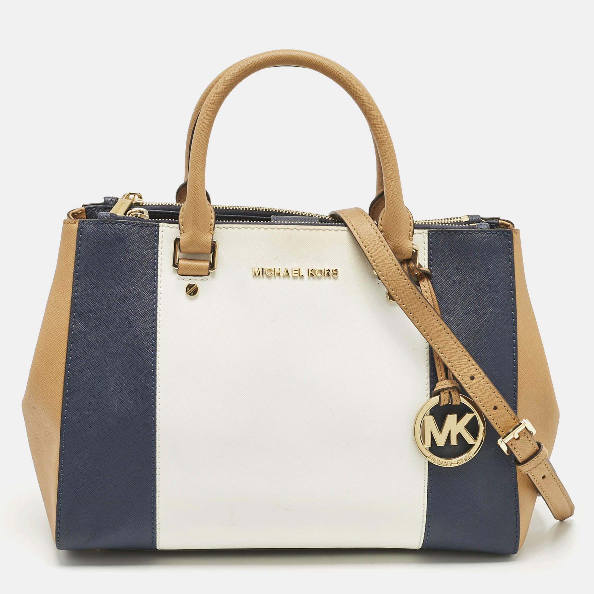 Pre-owned Michael Kors Michael  Tricolor Leather Medium Sutton Tote In Multi