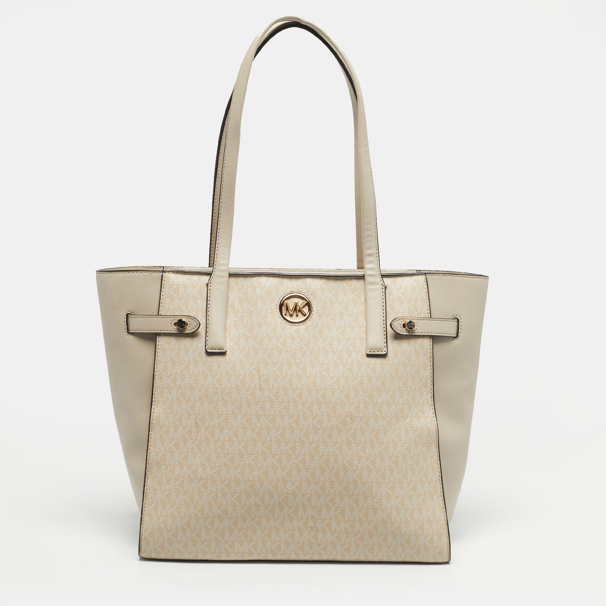 

Michael Kors Cream/Beige Signature Coated Canvas Carmen Tote