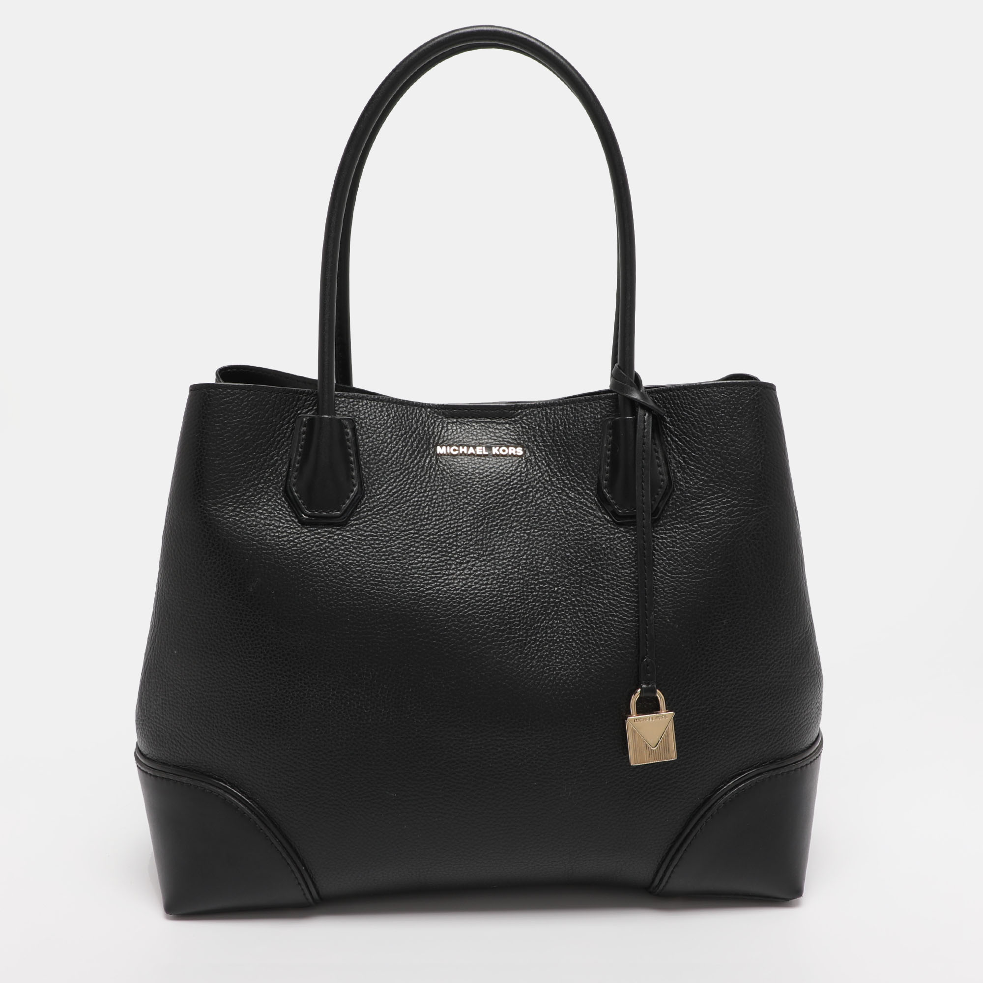 Pre-owned Michael Kors Black Leather Large Mercer Gallery Tote