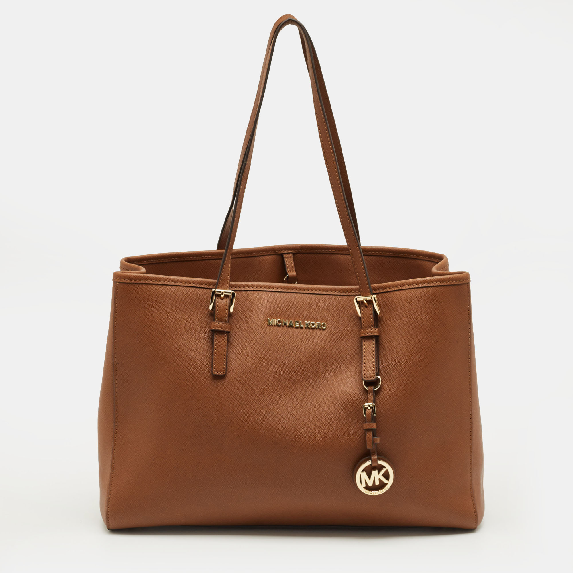 Pre-owned Michael Kors Brown Leather Large Jet Set Travel Tote