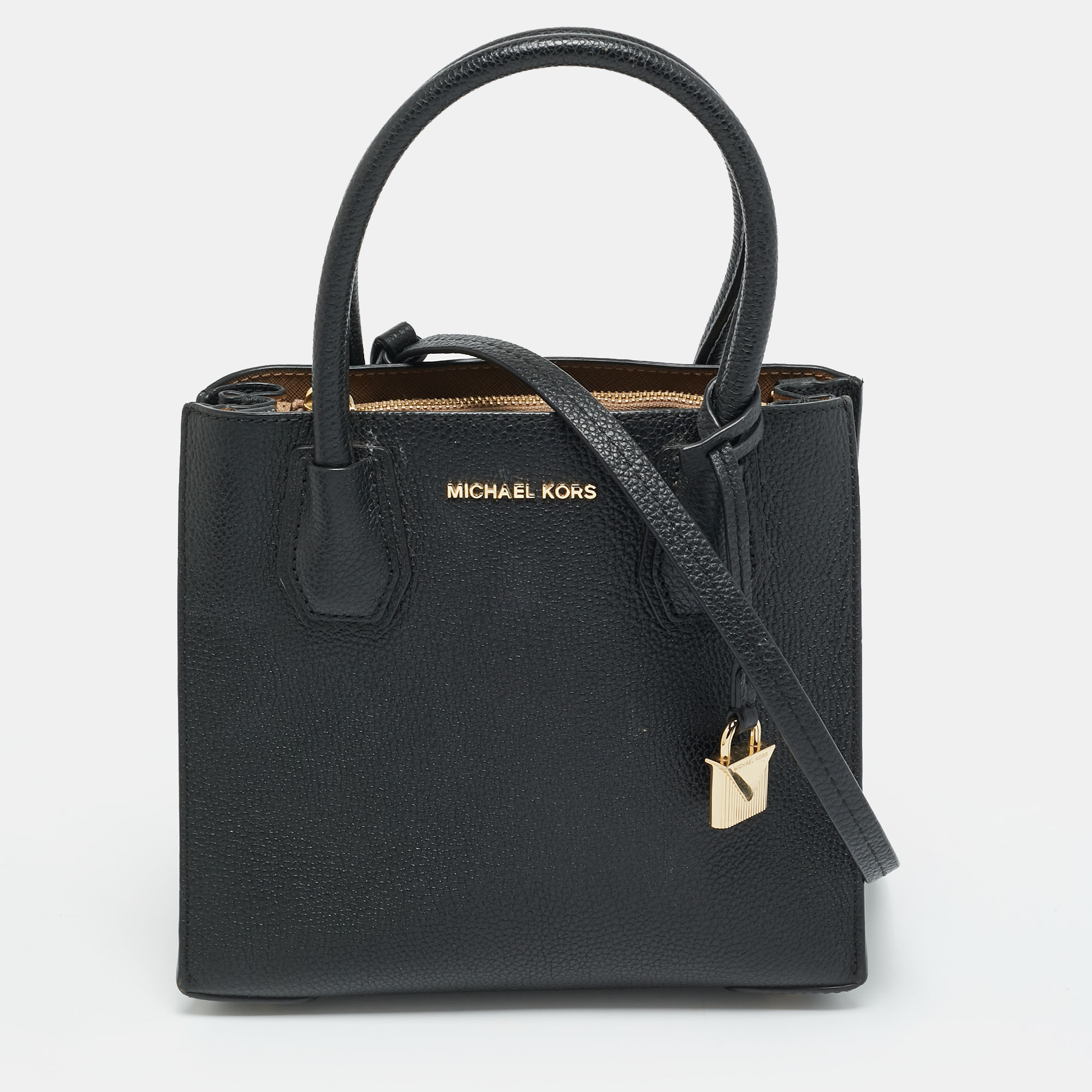 Pre-owned Michael Kors Black Leather Small Mercer Tote
