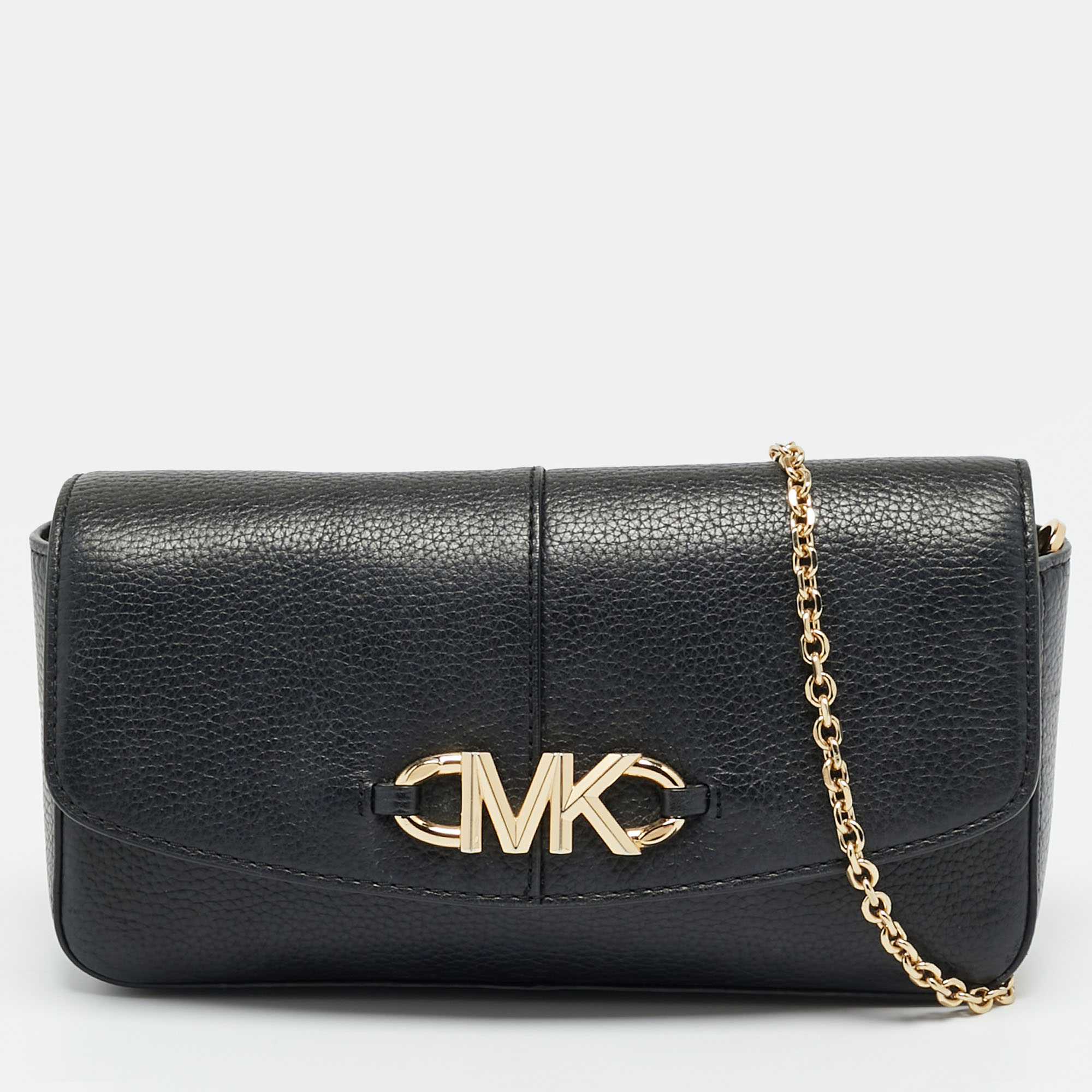 

Michael Kors Izzy  Black Leather Chain Clutch