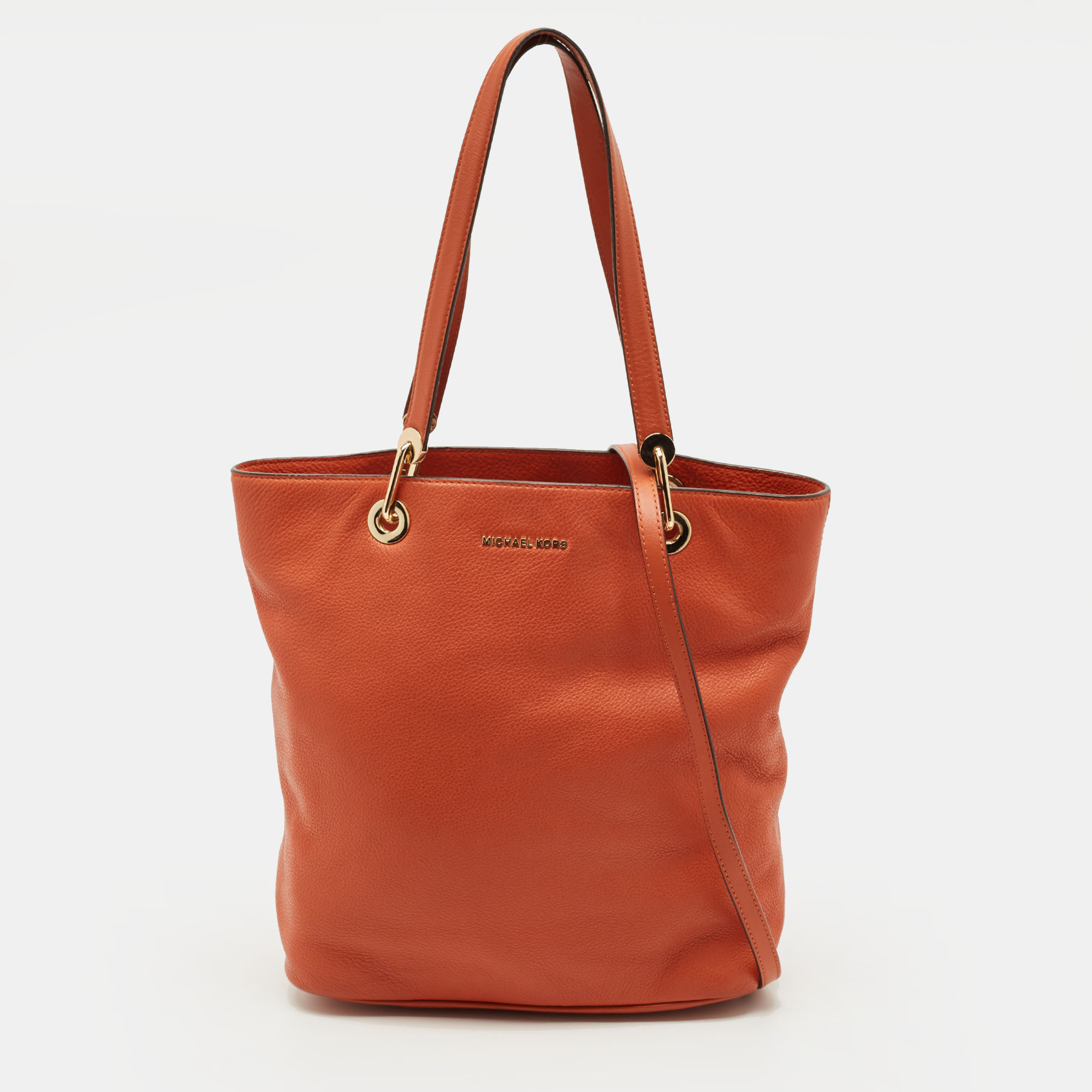Pre-owned Michael Kors Orange Leather Zip Shopper Tote