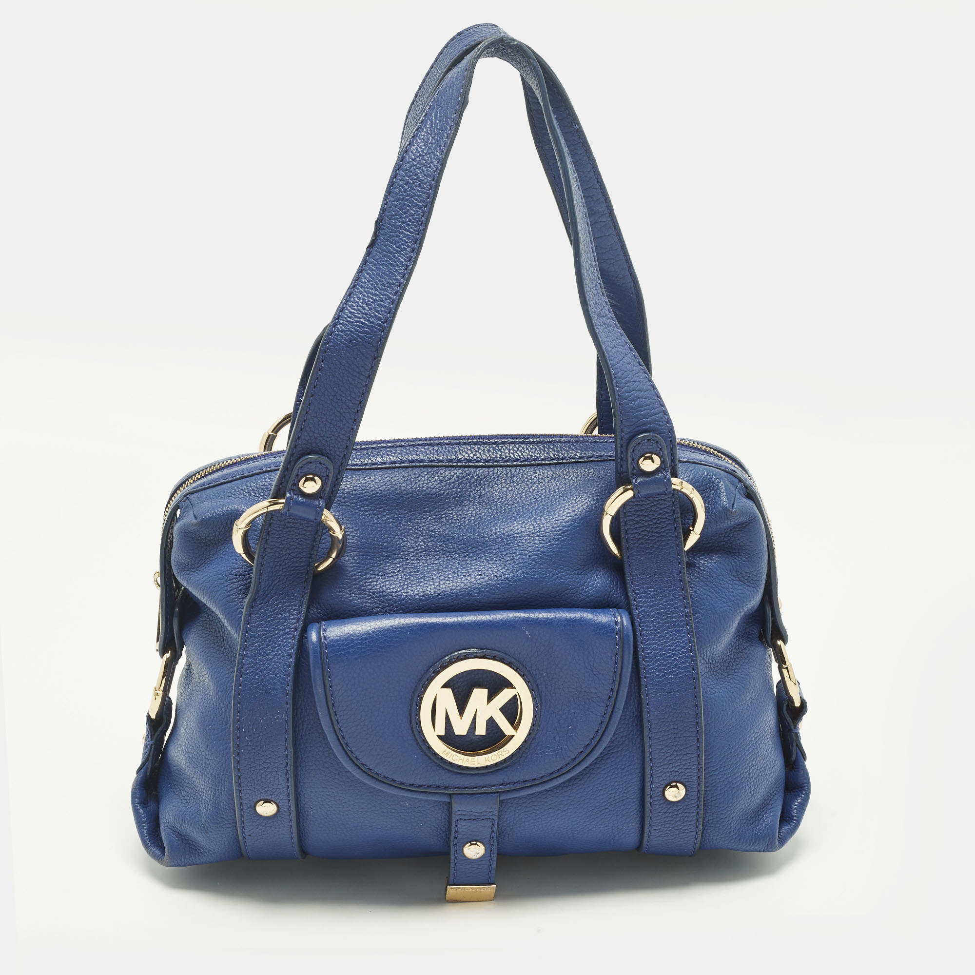 

Michael Kors Fulton Blue Leather Satchel