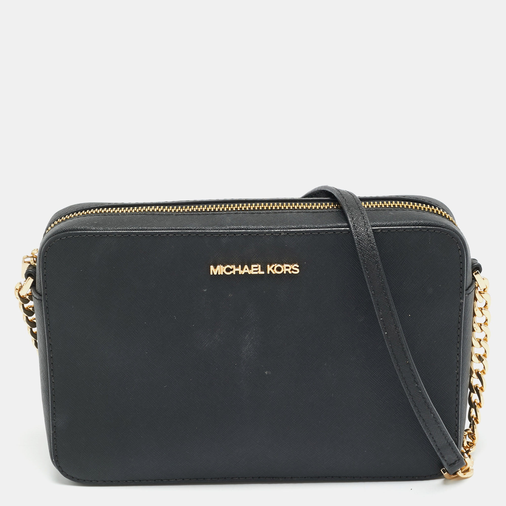 

Michael Kors Jet Set Black Saffiano Leather Crossbody Bag