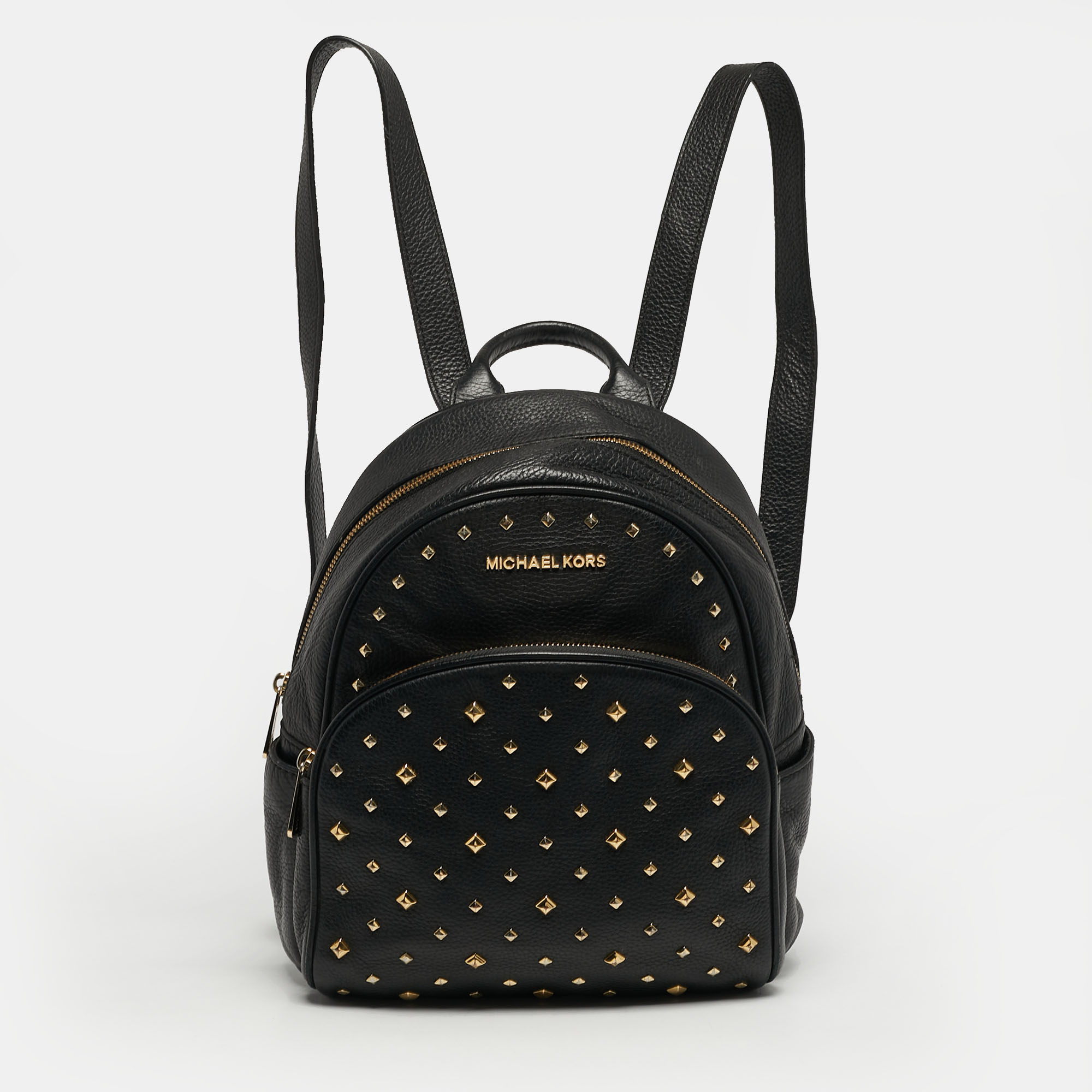 Pre-owned Michael Kors Studded Abbey Black Leather Backpack