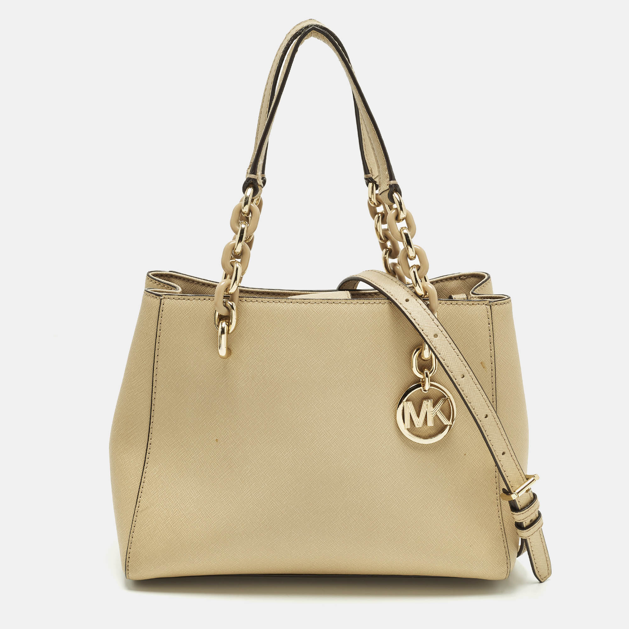 

Michael Kors Cynthia Small Beige Leather Tote