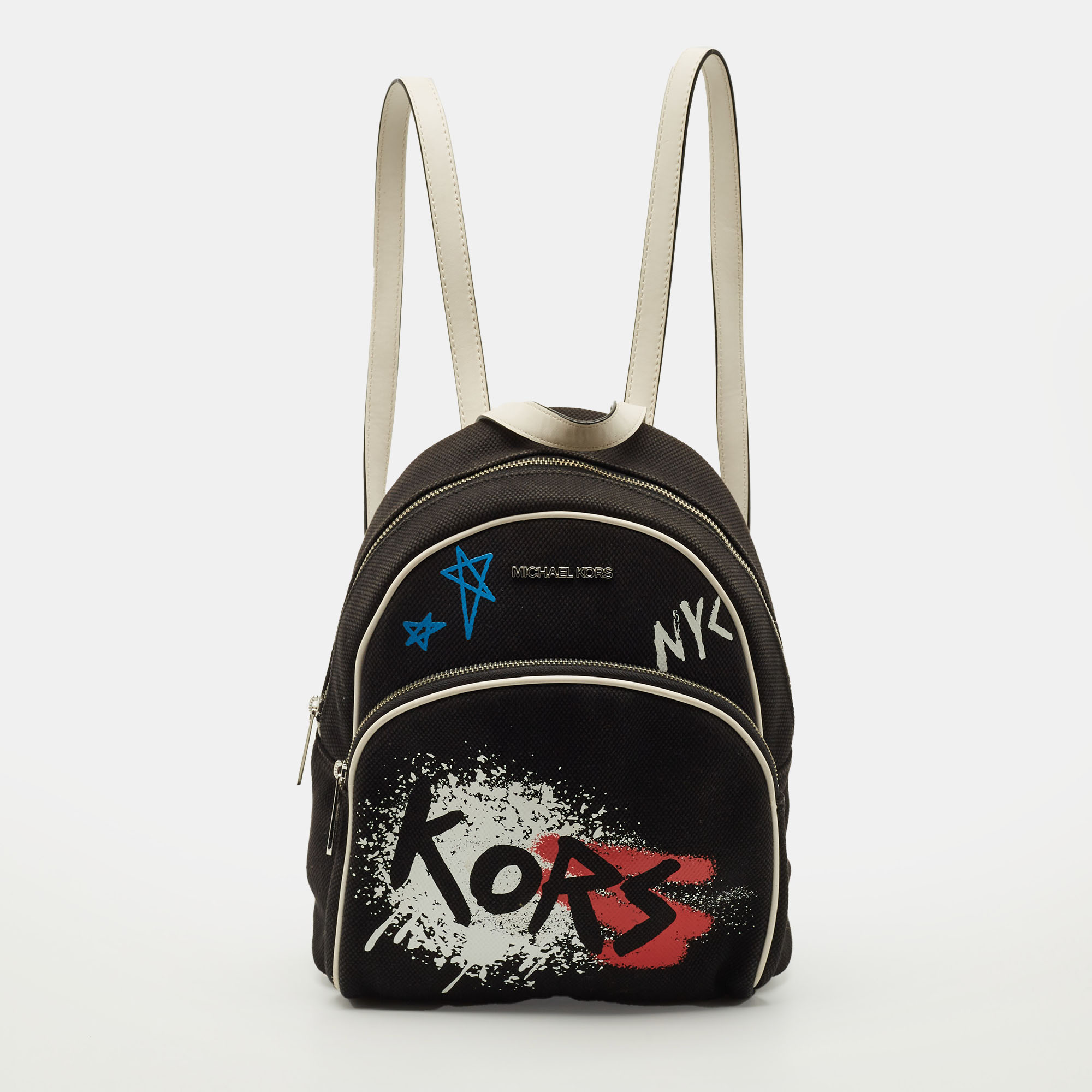 

Michael Kors Abbey  Black/White Canvas Graffiti Backpack