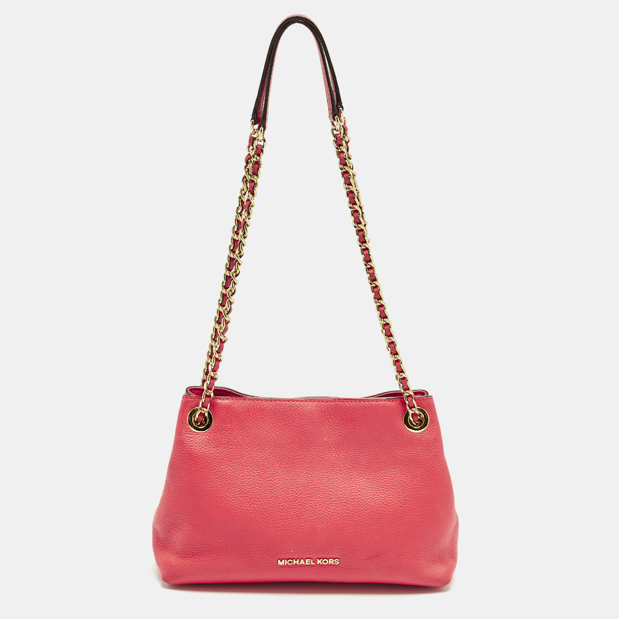 

Michael Kors Jet Set Chain Coral Pink Leather Shoulder Bag