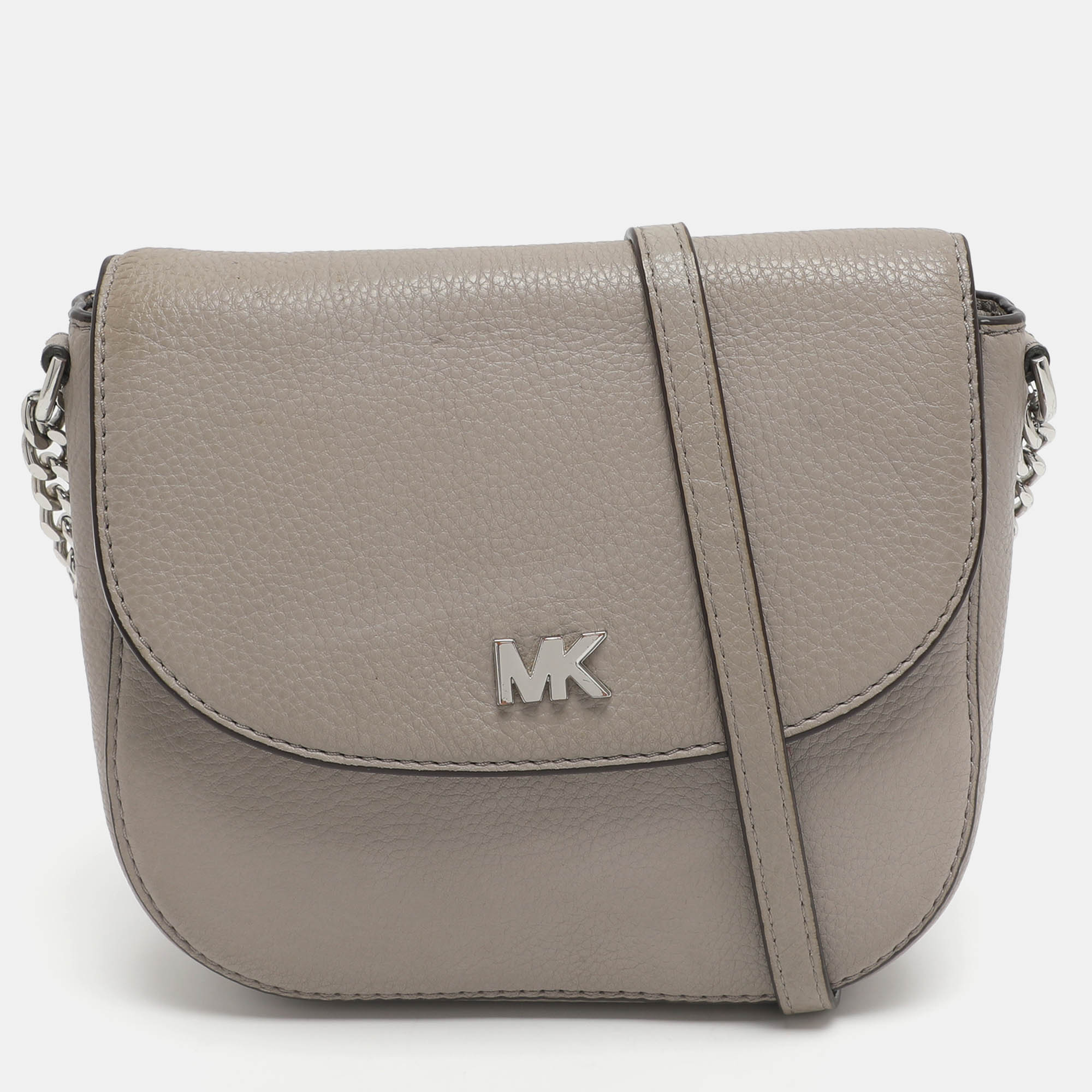 

Michael Kors Mott Grey Leather Crossbody Bag