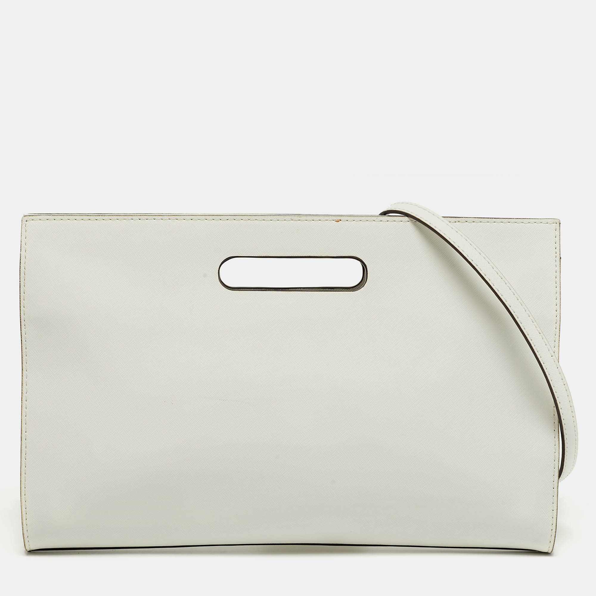 

Michael Kors Tilda Cut Out White Leather Clutch Bag