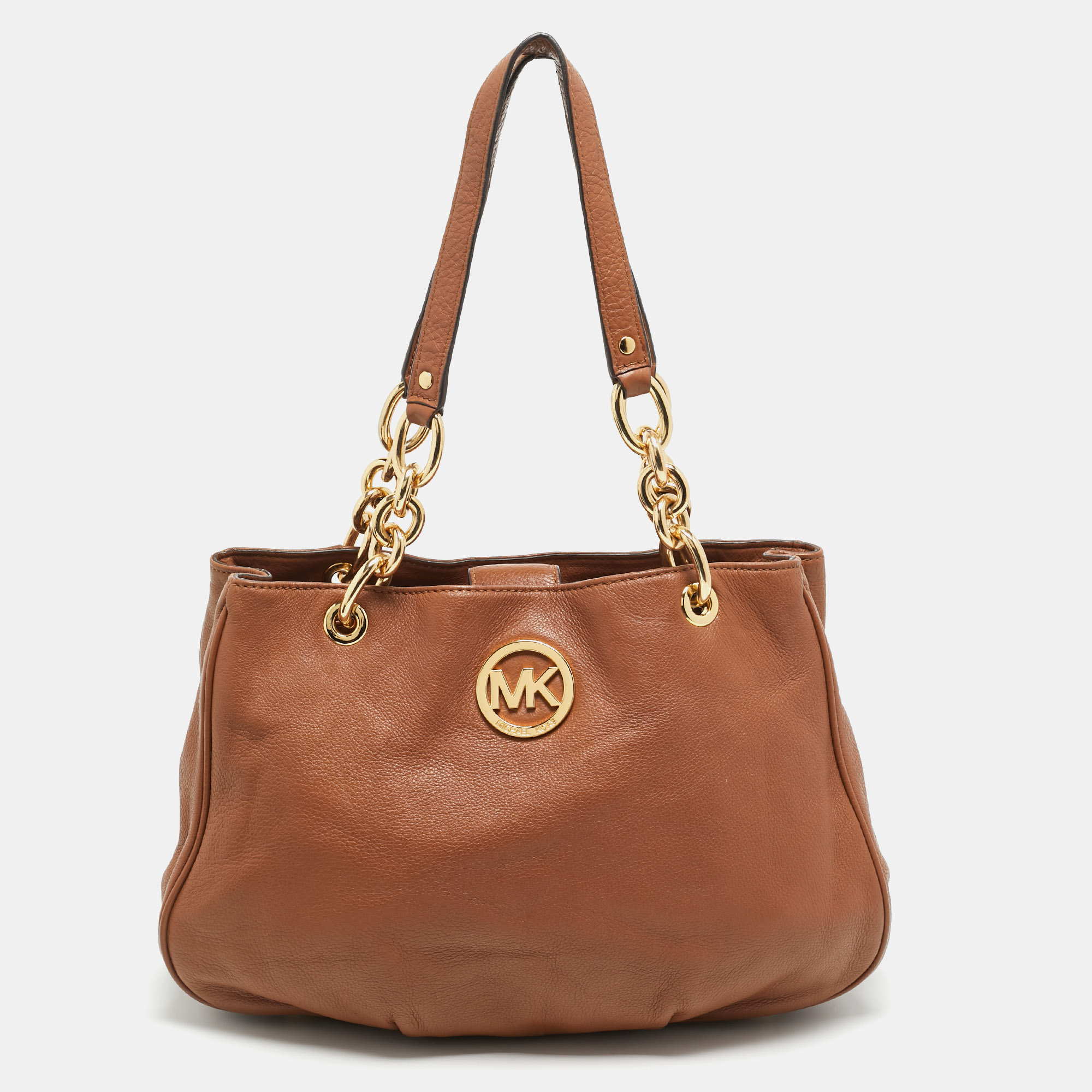 

Michael Kors Fulton Chain Brown Leather Shoulder Bag