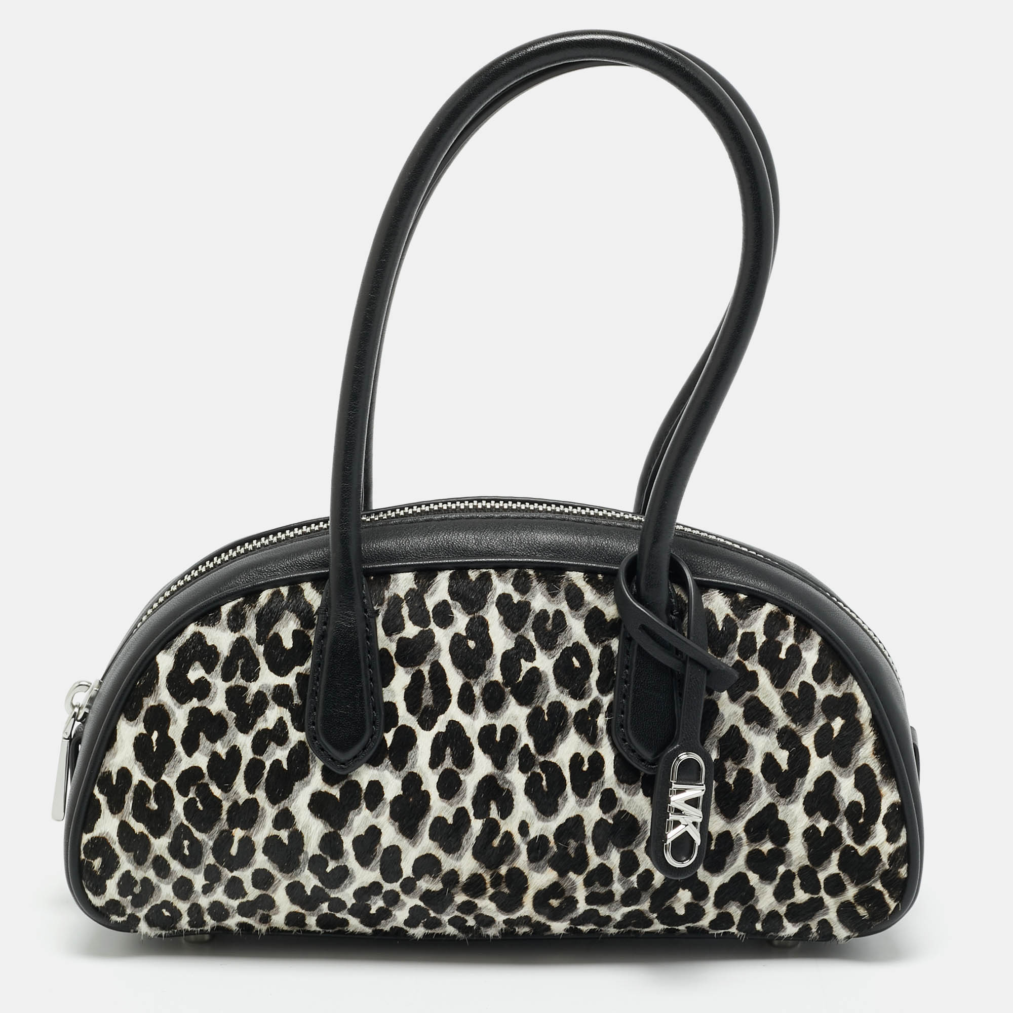 

Michael Kors Lulu  Black/White Leopard Print Calf Hair and Leather Satchel