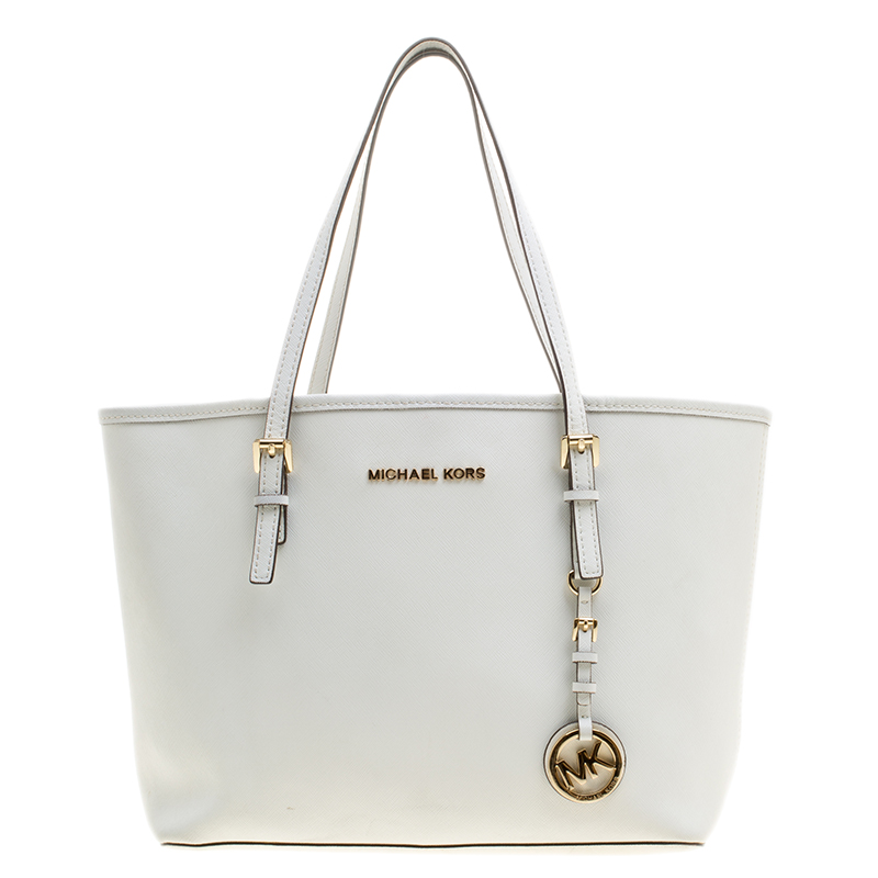 Pre Owned حقيبة يد مايكل كورس جيت سيت سافيانو أبيض