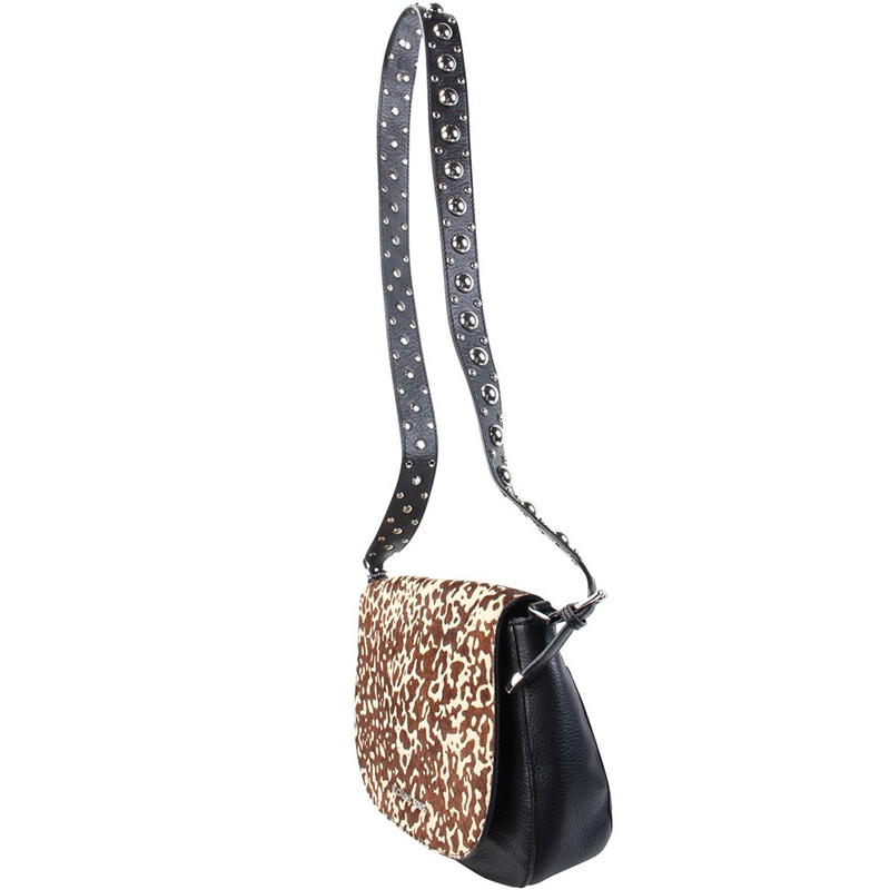 

Micheal Kors Black Leather Animal Printed Sling Shoulder Bag