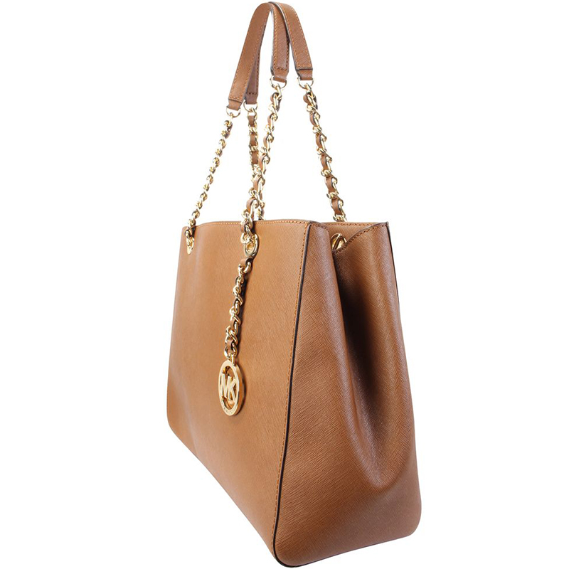 

Micheal Kors Brown Leather Double Chain Tote Bag