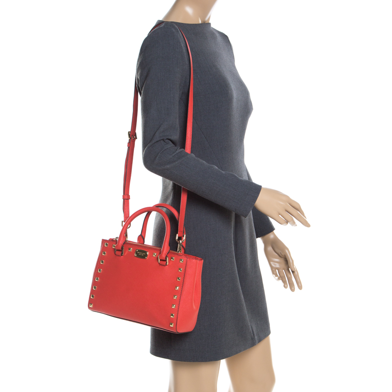 

Michael Kors Orange Studded Leather Kellen Tote